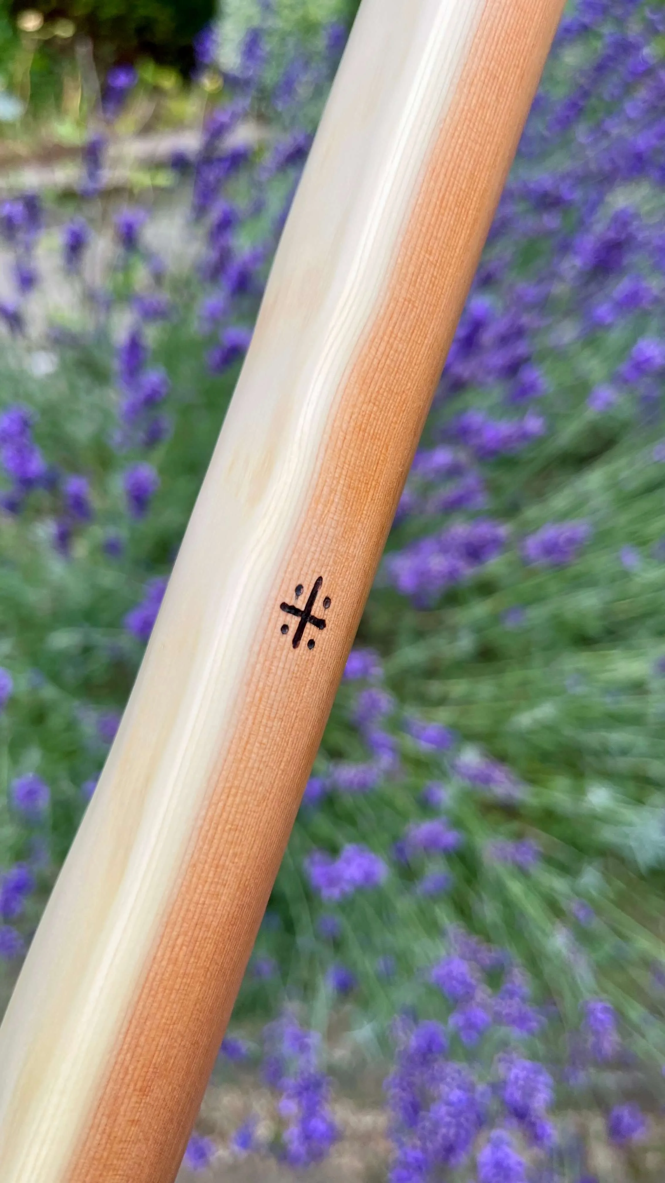 Close-up of a burnt arrow pass on an English Longbow.