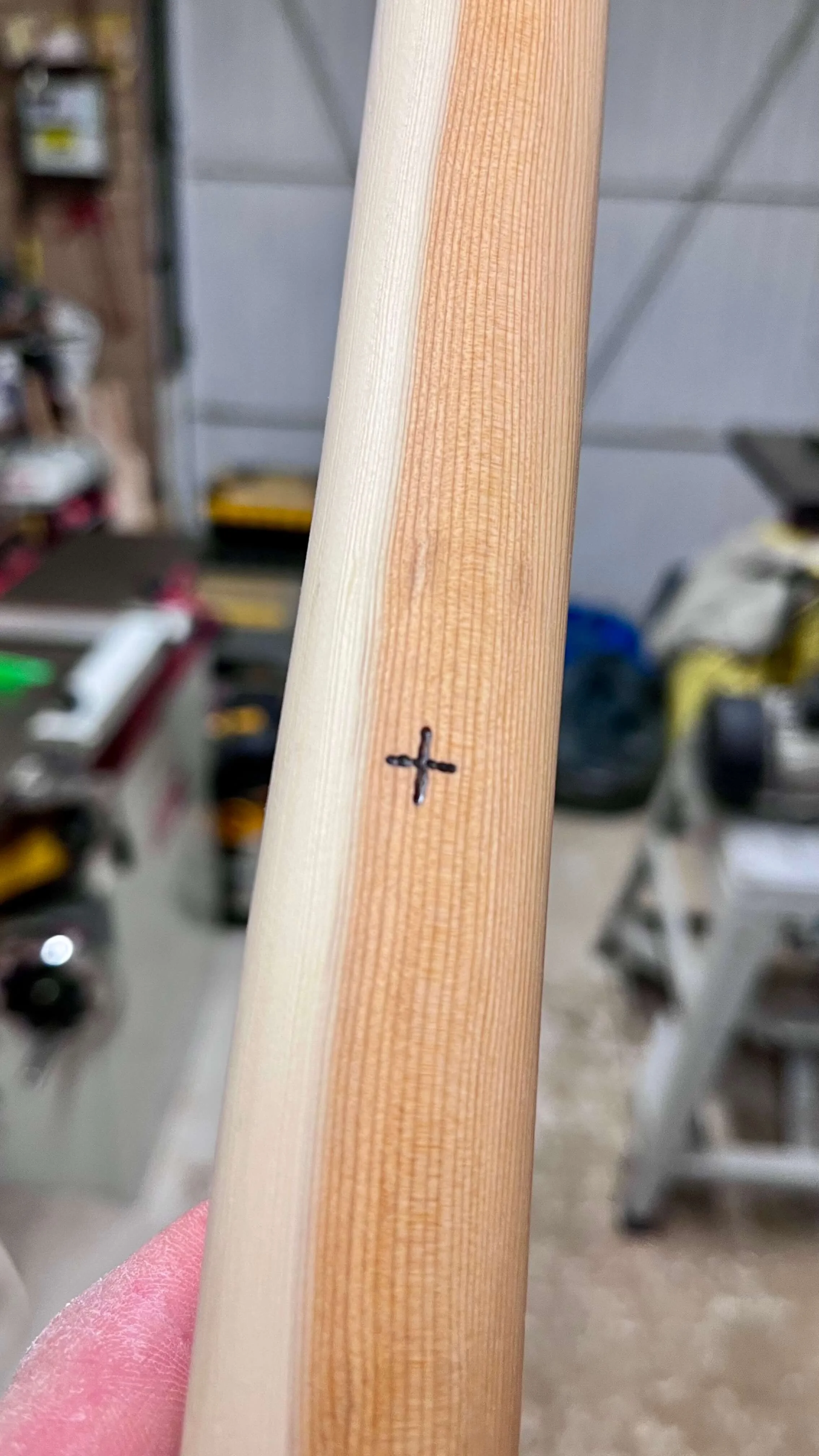 Close-up of a burnt arrow pass on an English Longbow.