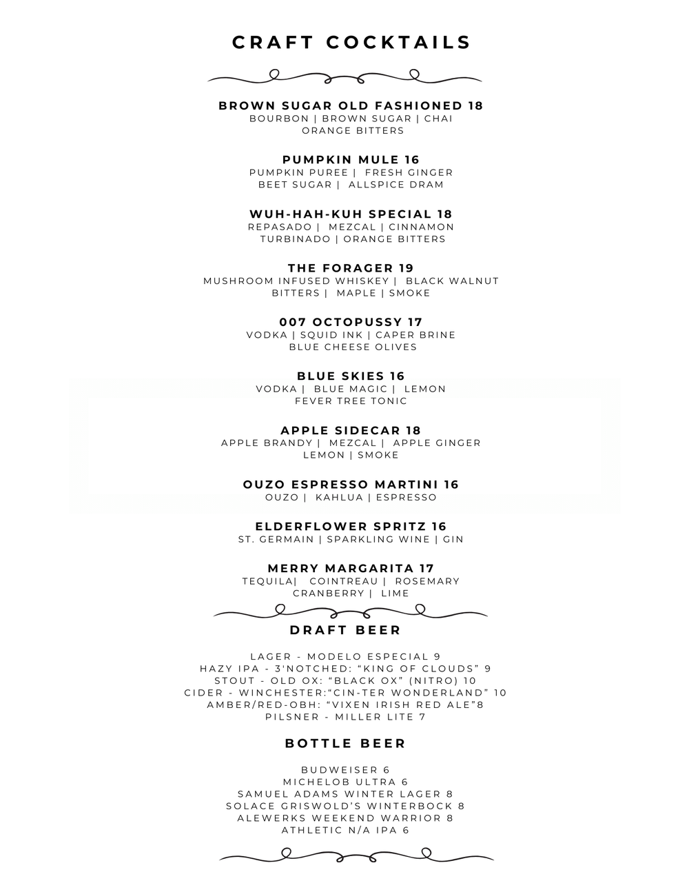 Craft cocktails the maple room