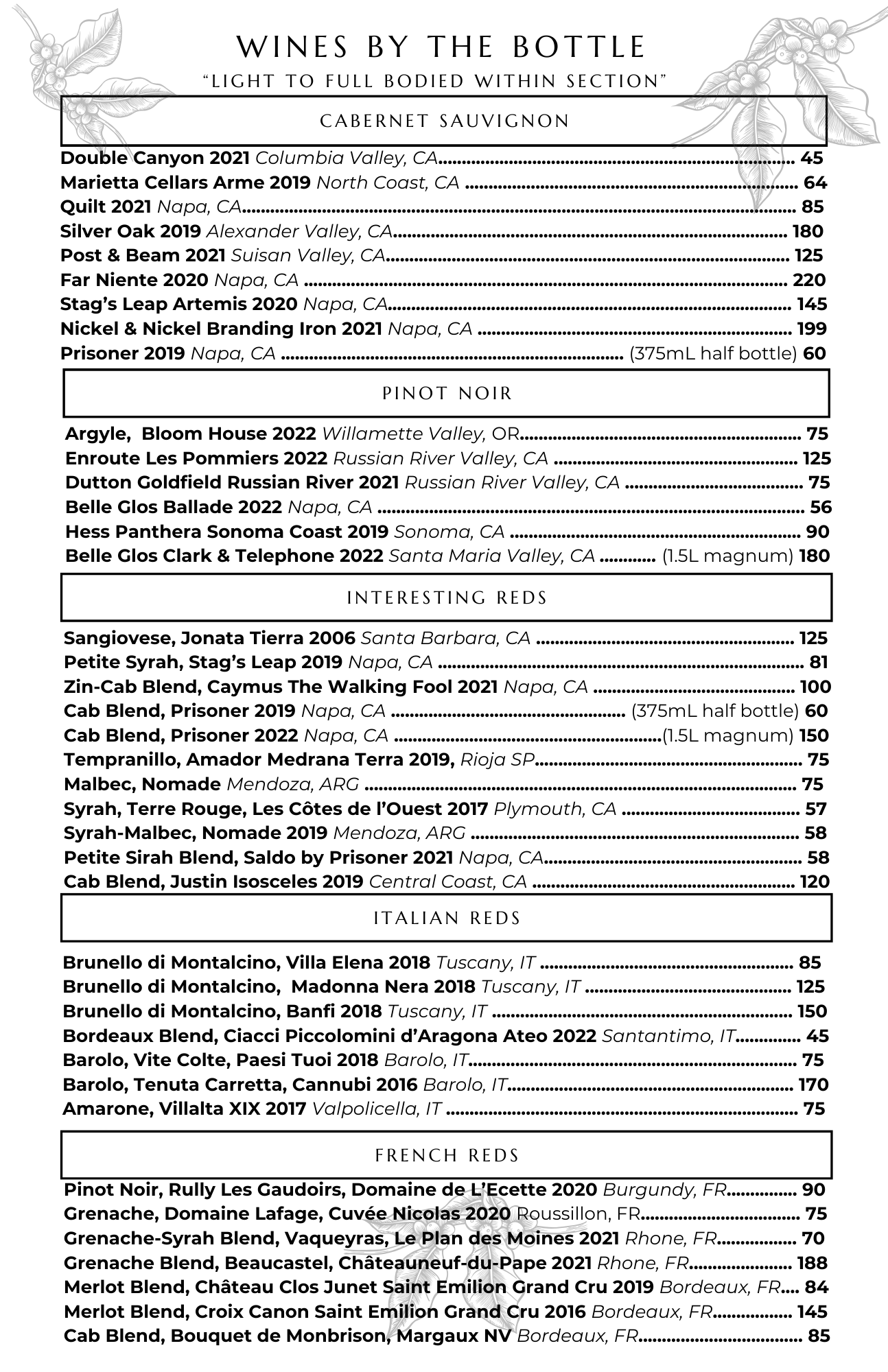 Wine List The Maple Room Wine list the maple room