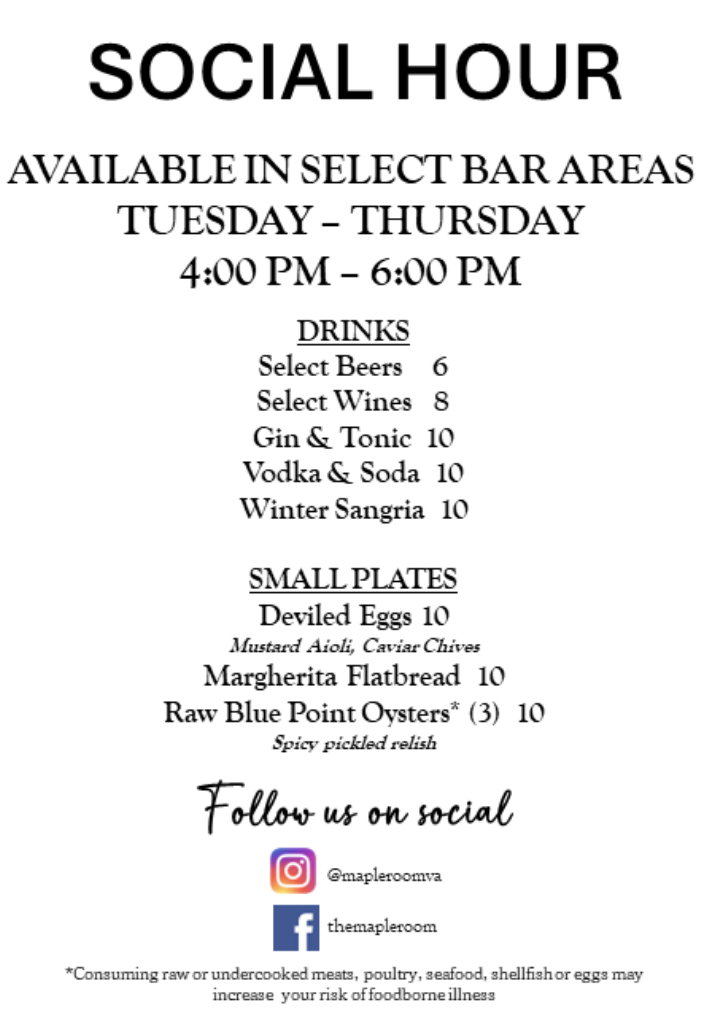 Social Hour The Maple Room Social hour the maple room