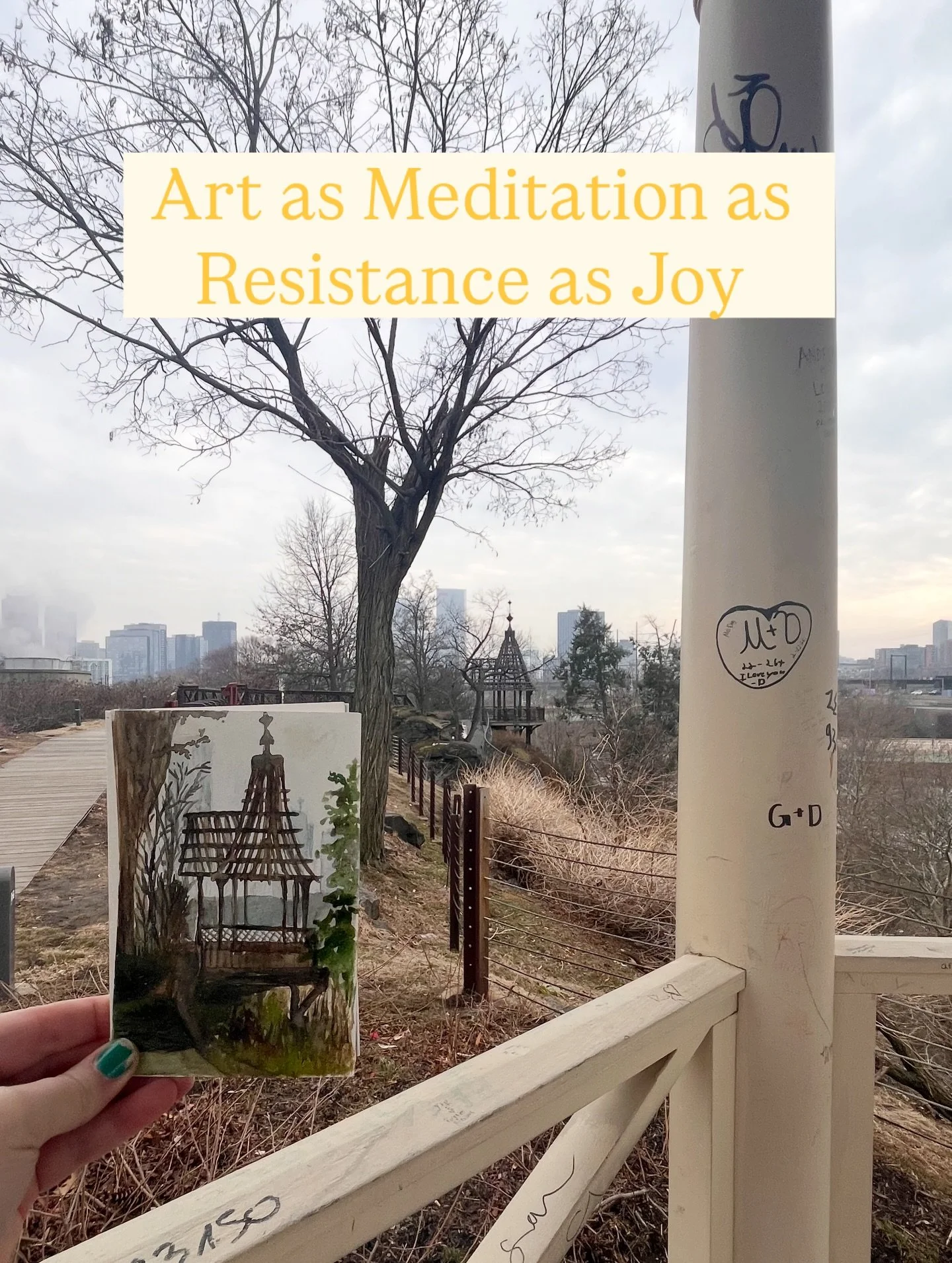 Wednesdays are unschool days with my 9yo. Today we bikes from South Philly to the Waterworks along the #schulykillrivertrail. We had planned to visit the @visitpham, but it was closed (womp). So we made art, instead. Art is a key tool in #HearthwiseH