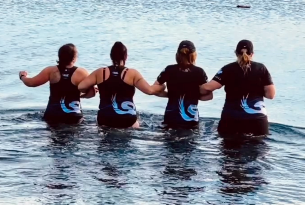 SOS Cold Plunge 23-Nov-25 (Michelle R, Michelle S, Hayley & Kirsten at Transfer Beach, Ladysmith).