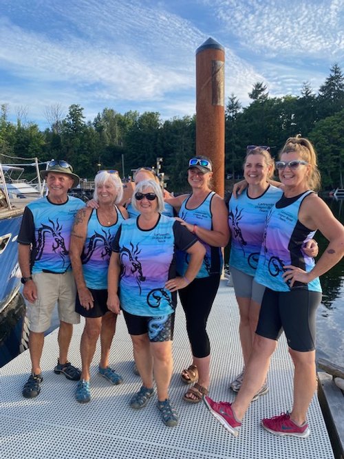 On the dock sporting new team shirts!