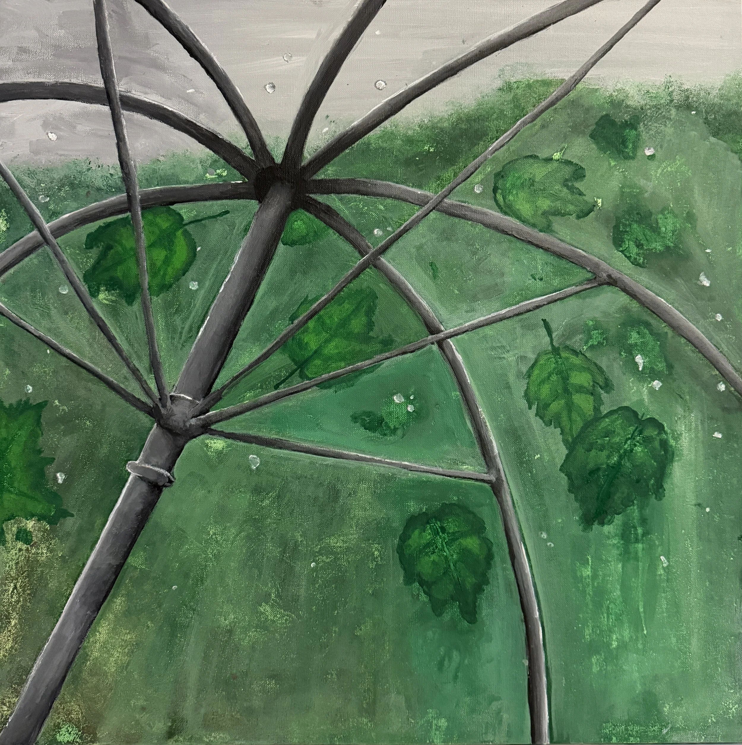 2026 Artist: Charlie Rosenfelt  Artwork: Rainy Day. My artwork is the inside of an umbrella outside on rainy day. I wanted to make something that would look peaceful and dreamy.
