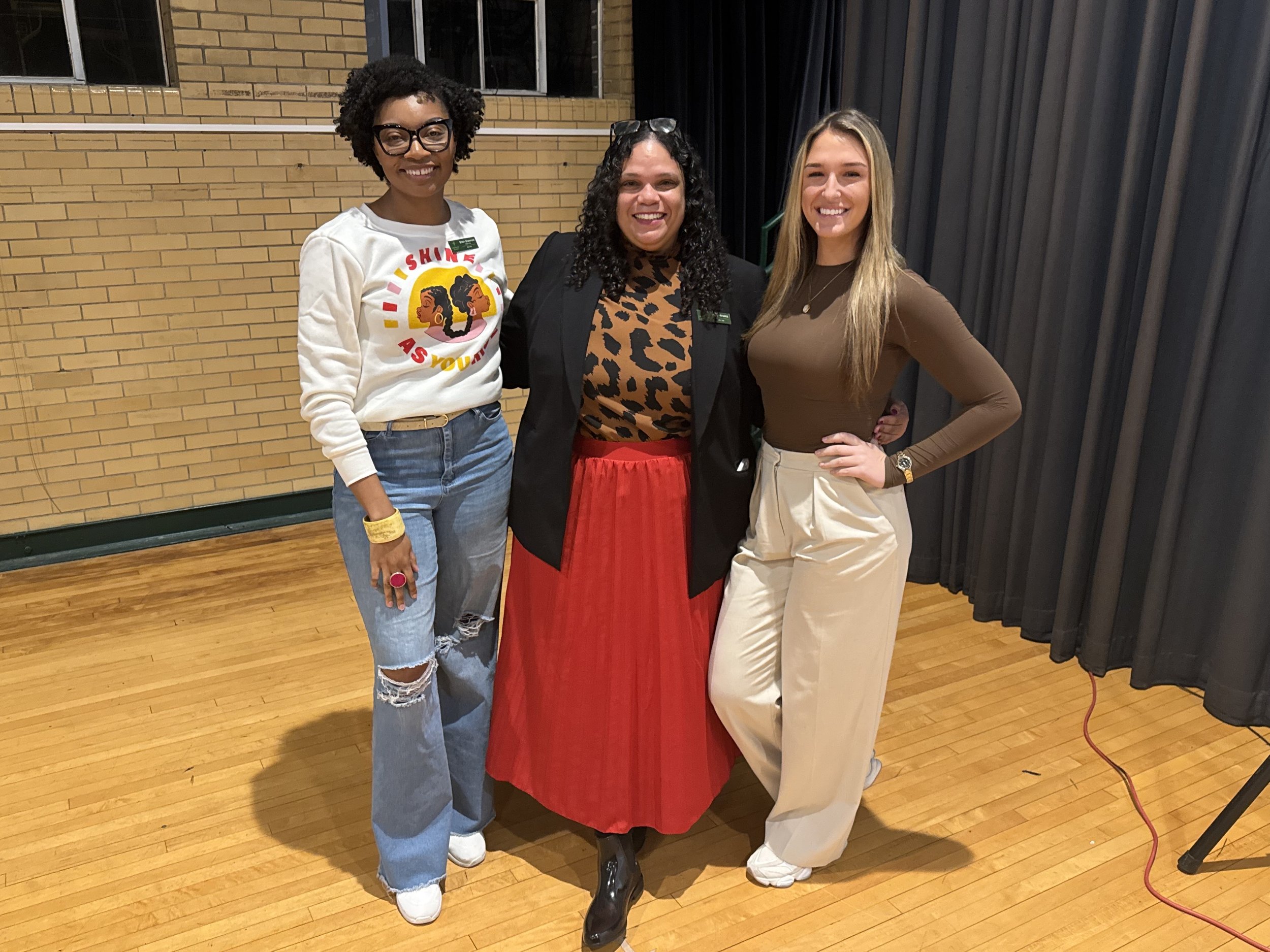 Sheri, Amy, and Kami at the listening session for Southside residents hosted by Homes for All Our Neighbors at Studio Two Three.