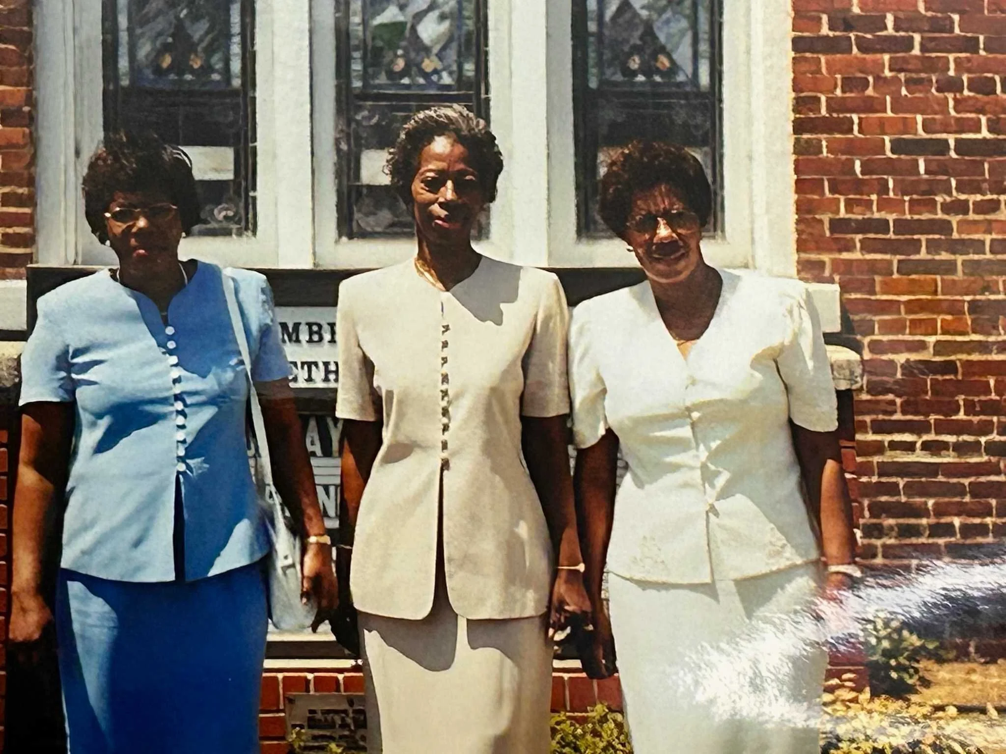 My grandmother (left) returned to South Carolina to bring her two sisters to NYC: Janice (center) and Earnestine Scott (right). Photo taken in 1994 at Cumberland United Methodist Church in Florence, South Carolina.