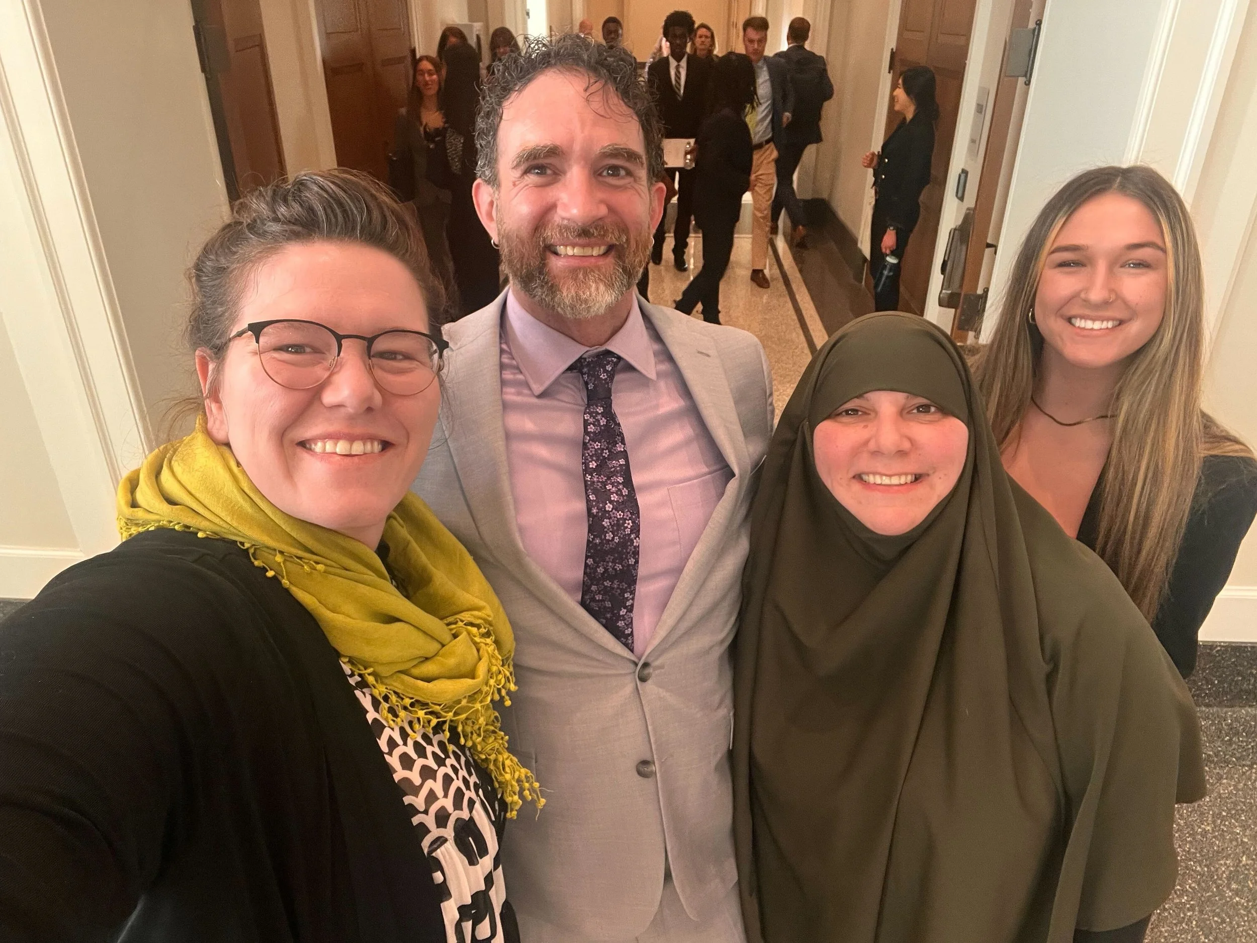 Photo Legal Aid Justice Center Senior Supervising Attorney Maisie Osteen, The Humanization Project (THP) Director and co-founder Taj Mahon-Haft, THP Digital Content Creator Fatimah Muwahhid, and Southside ReLeaf’s Policy Support Specialist Kami Blatt