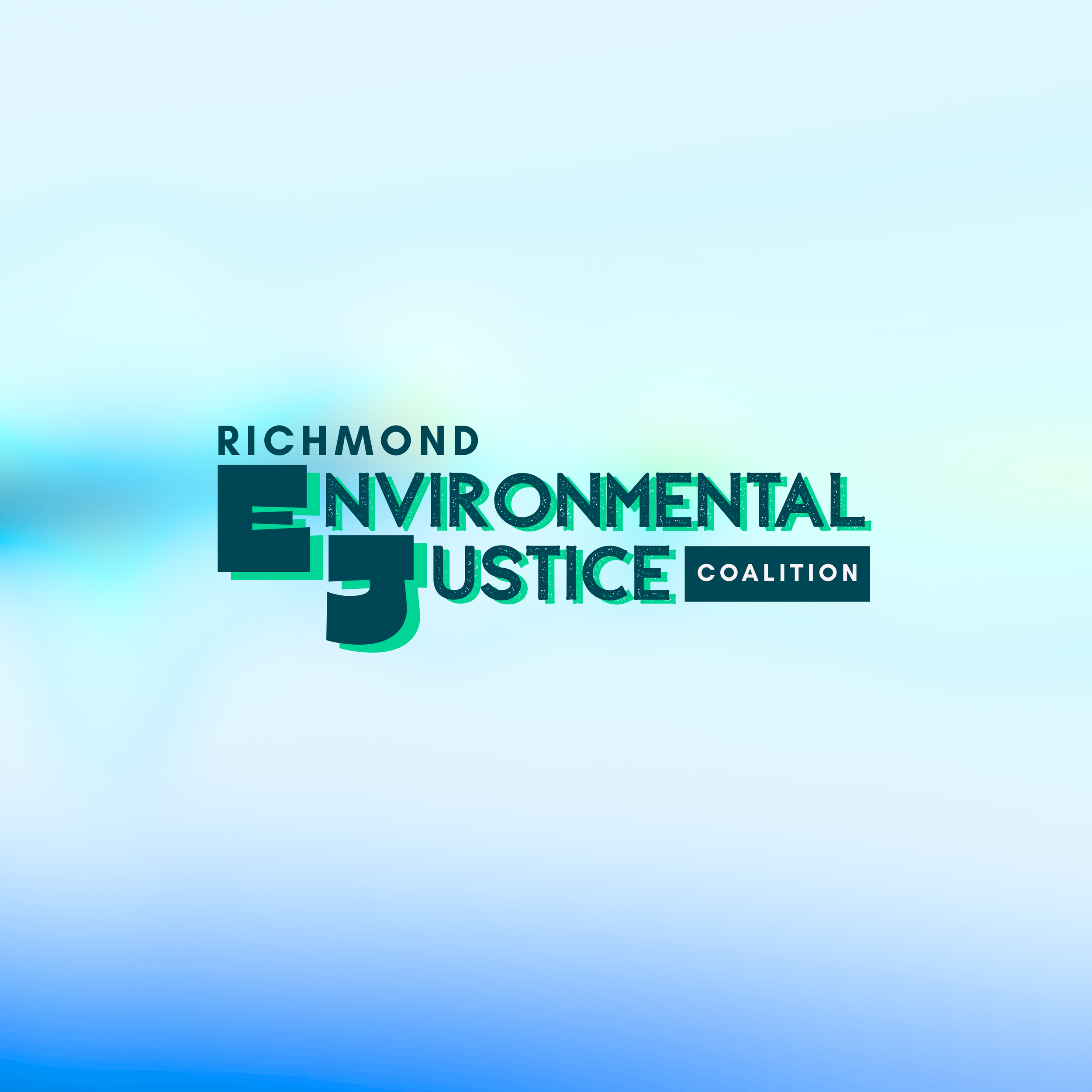 Text reading 'Richmond Environmental Justice Coalition' on a blue gradient background.