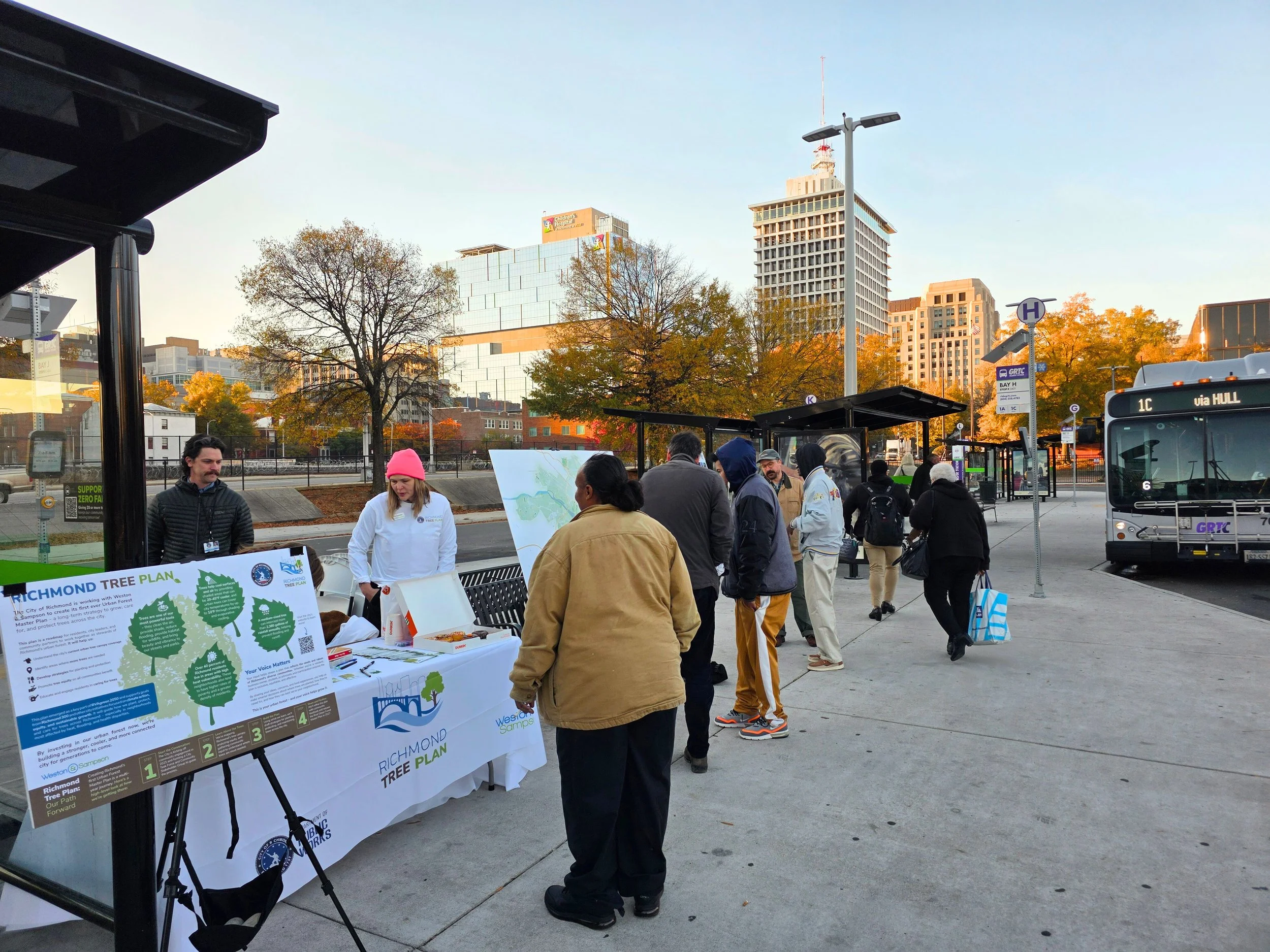 Richmond Tree Plan tabling at GRTC Downtown Transfer Station during Richmond Tree Week on November 5, 2025.