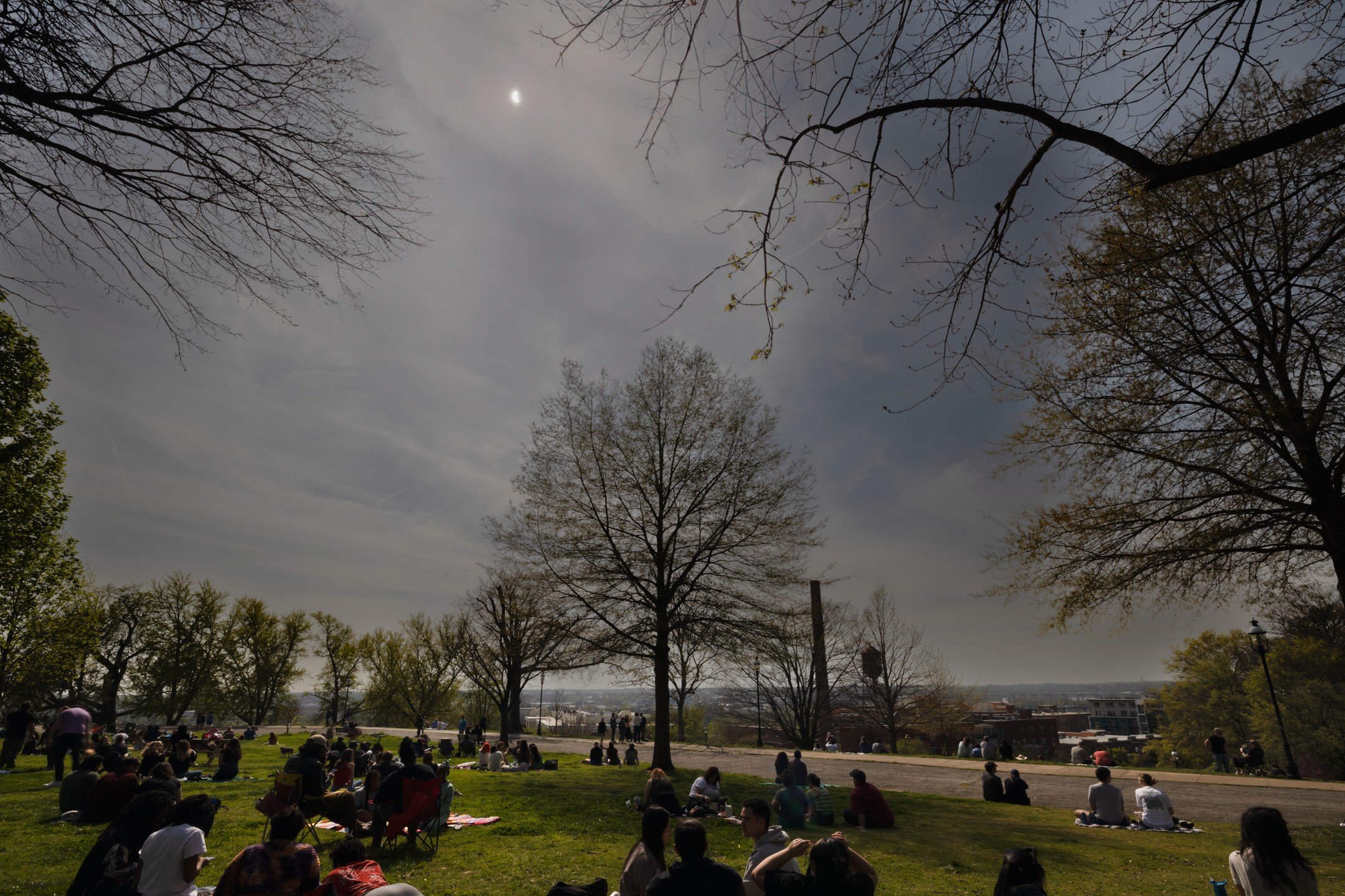 Turns out 87% doesn't look great on a wide lens. But the goal was to capture Richmond's interaction with the eclipse not a telescopic shot. Awesome experience.