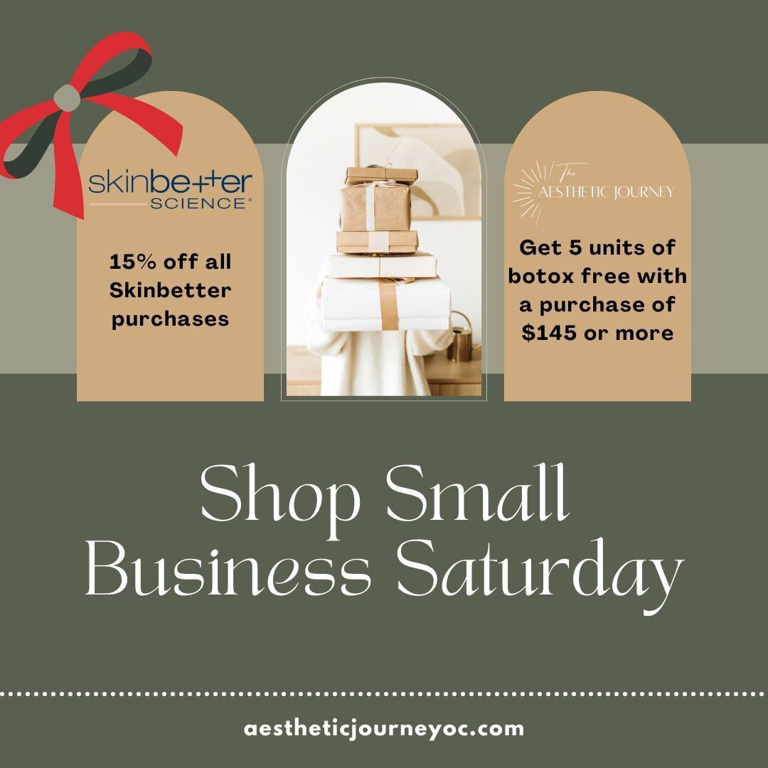 ✨ Elevate your Small Business Saturday with The Aesthetic Journey! 🌸 Enjoy 15% off all Skinbetter purchases and receive 5 FREE units of Botox with a $145+ purchase. 🎁✨ Call to book now or use the link in bio and let your beauty journey begin! 💖