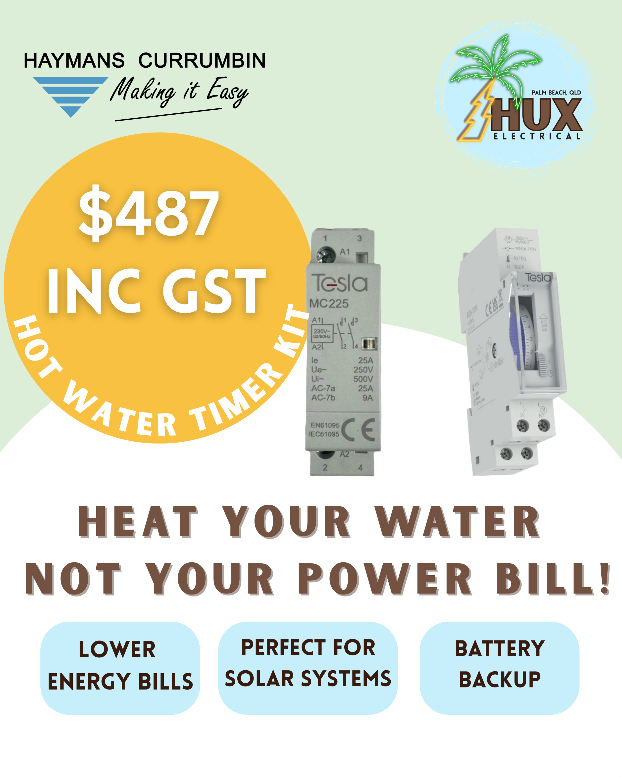 Advertises a Hot Water Timer Kit for $487