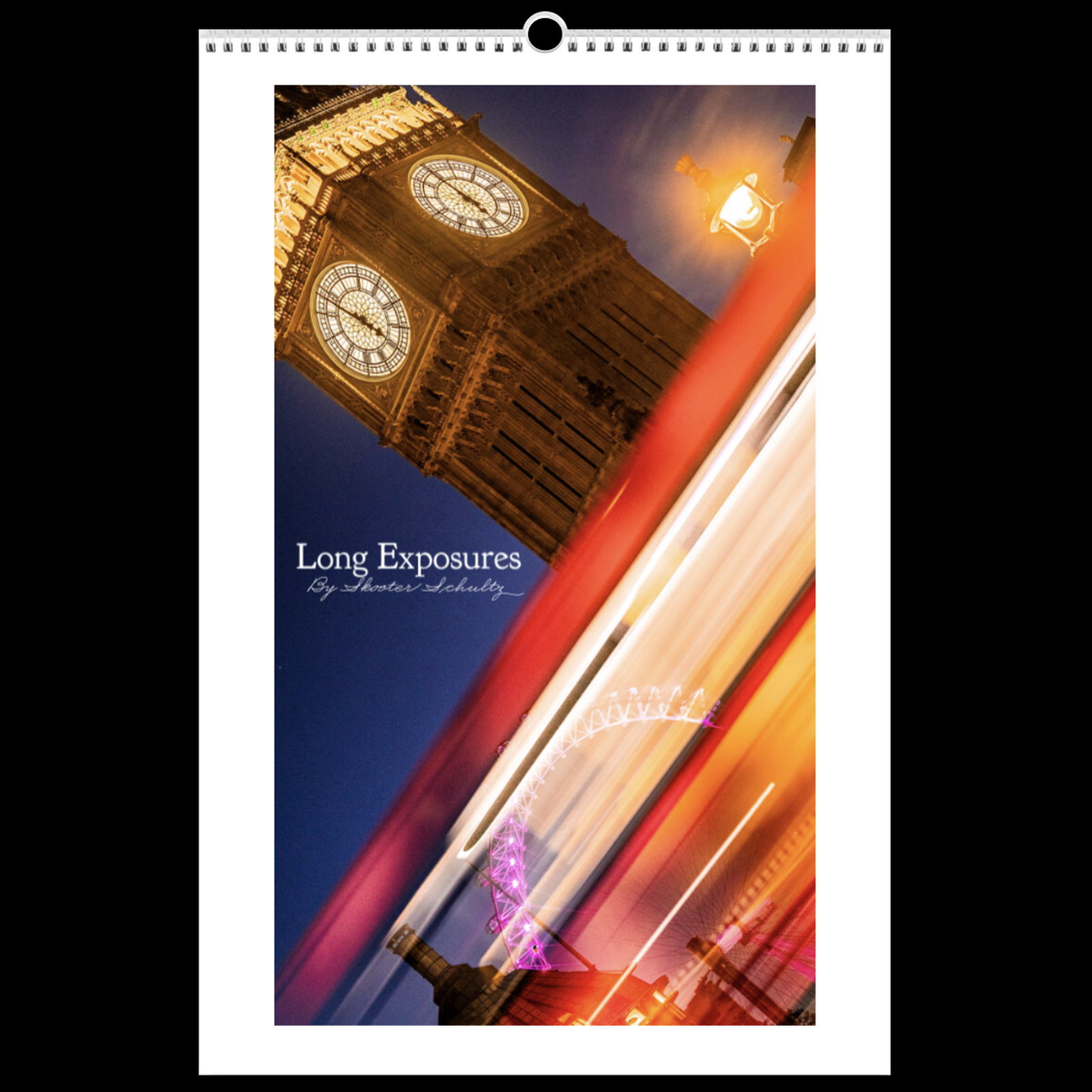 2025 Long Exposure Calendar, complete cover on a seamless black square background