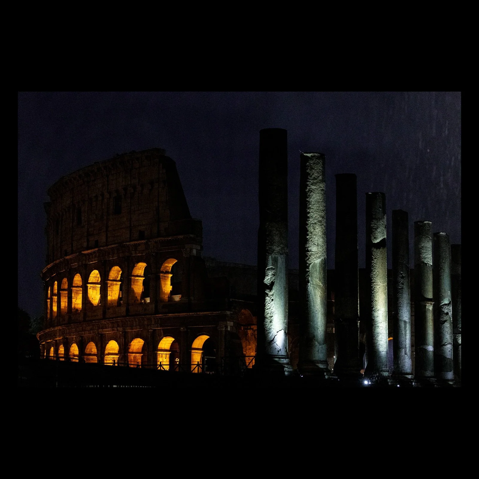 Remanants of an Empire Rome night photograph presented in full against a black background