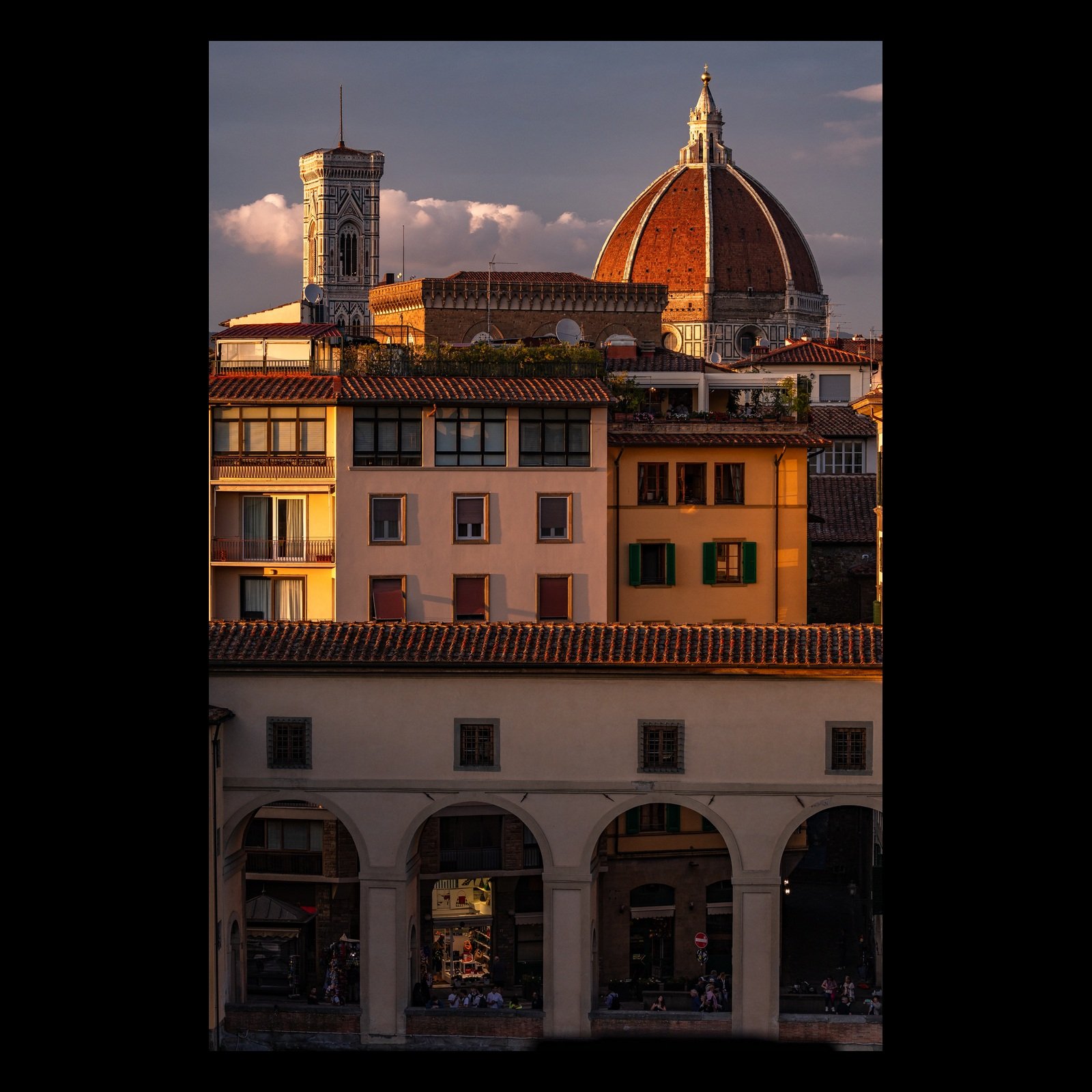 Layers of Firenze vertical Florence cityscape presented in full against a black background