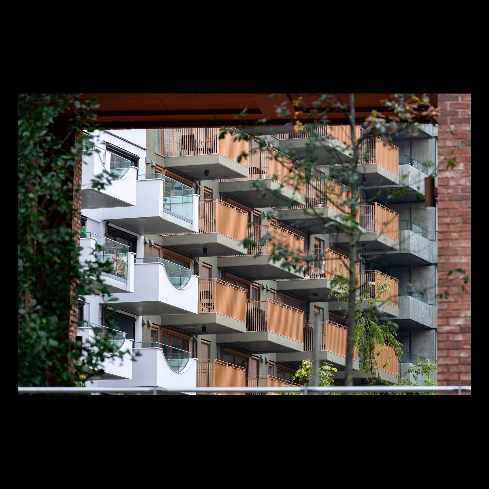 Pink Flamingo architectural photograph presented in full against a black background