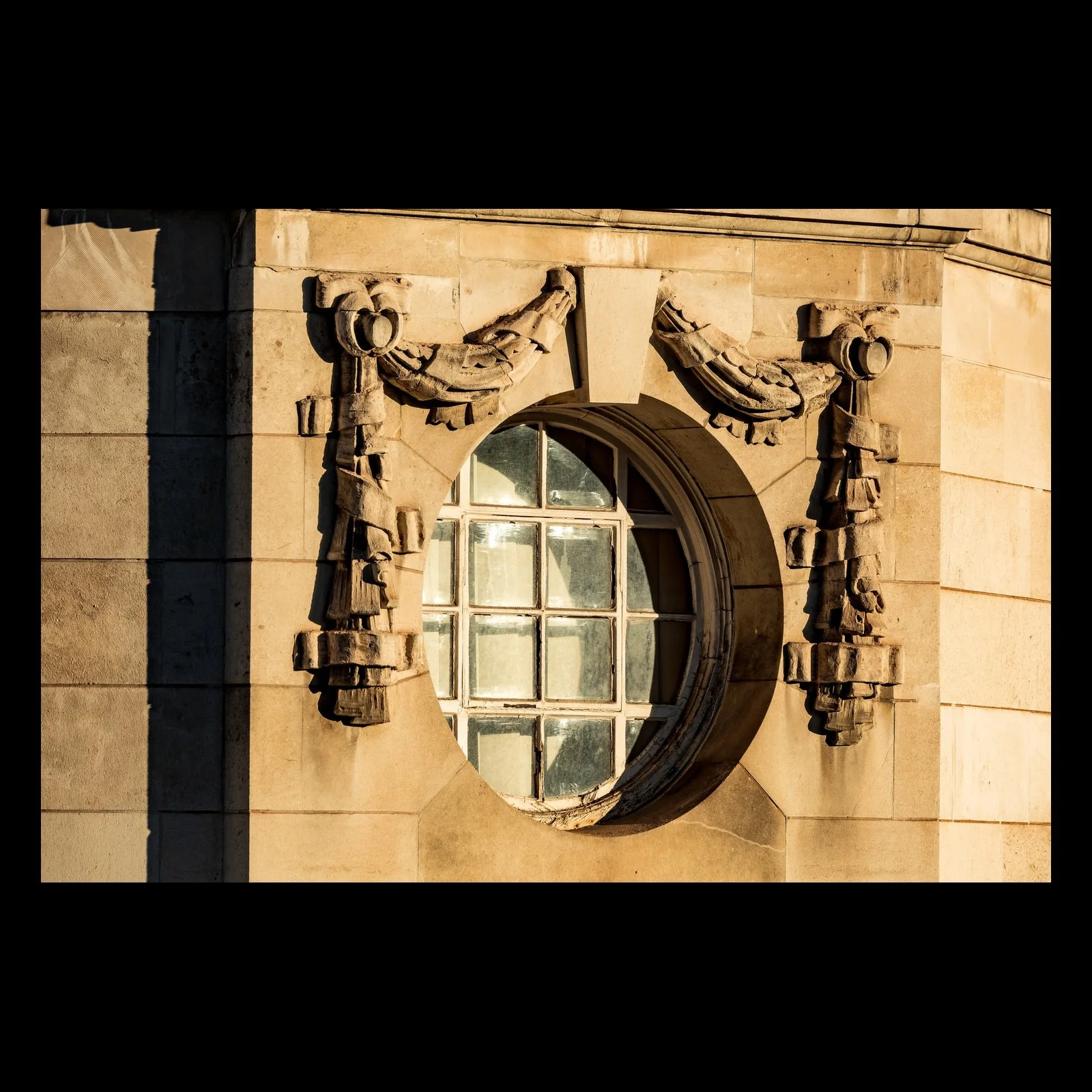 Framed By Time architectural detail photograph presented in full against a black background