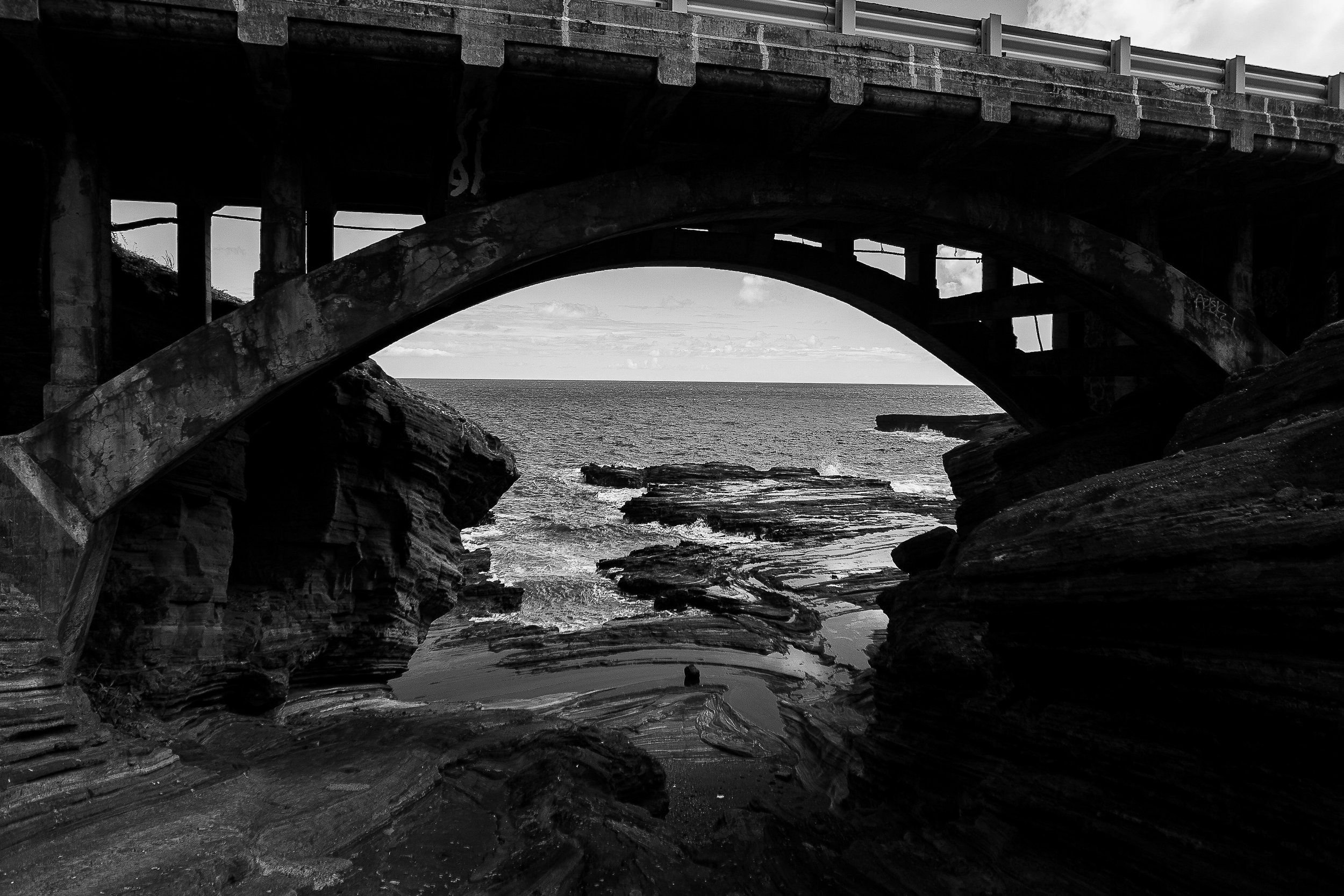 Detail crop from Concrete Tide, emphasizing weathered concrete and flowing rock textures make the scene feel carved rather than built