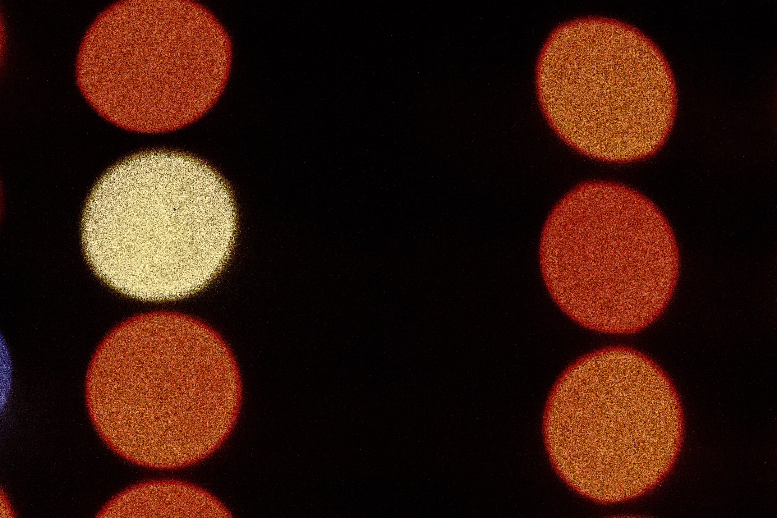 Detail crop from Signals at Night, emphasizing spacing and brightness vary enough to turn the grid into a visual rhythm
