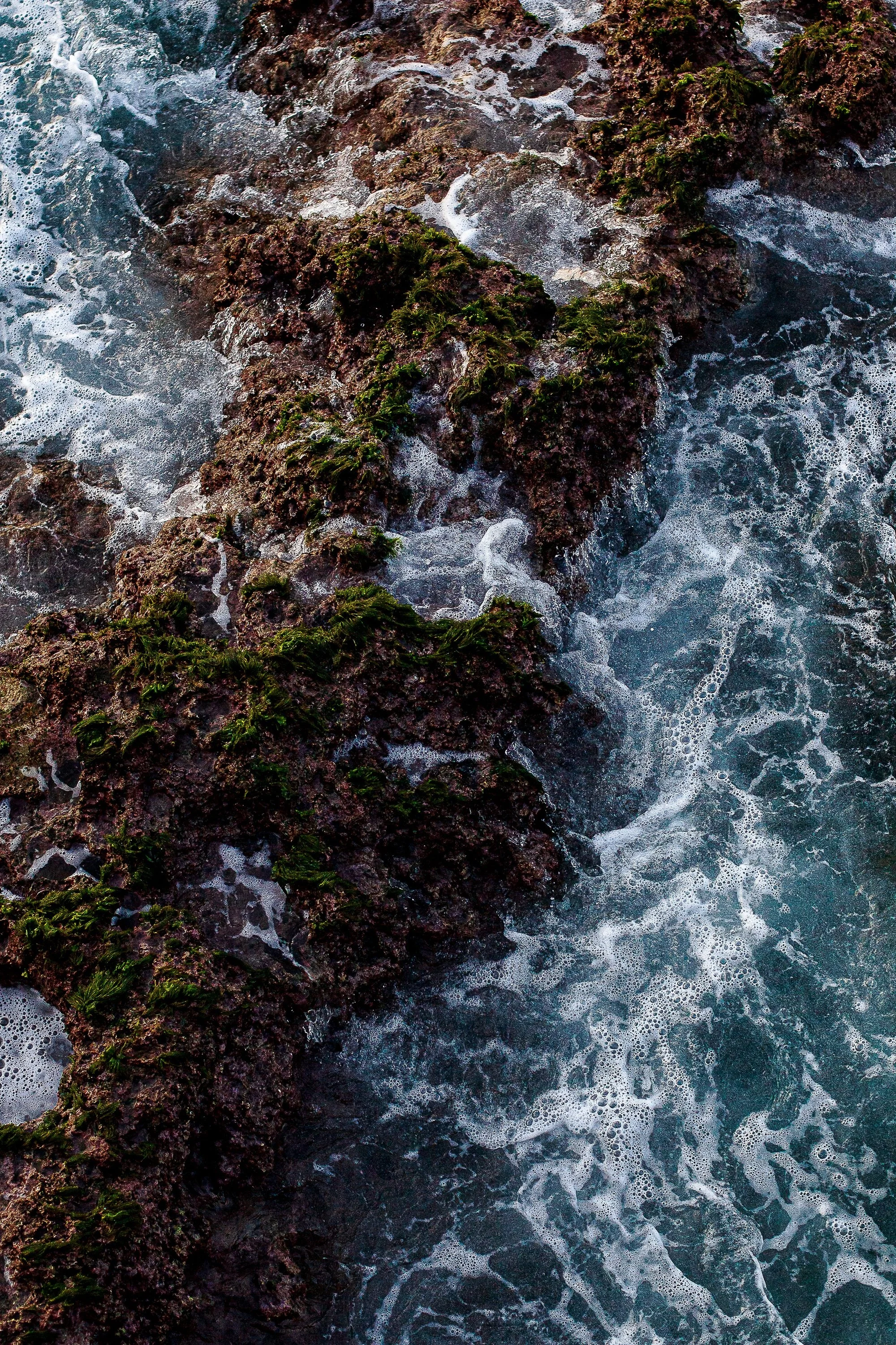 Detail crop from Sea Against Stone, emphasizing submerged edges and smaller currents emerge inside the broader turbulence
