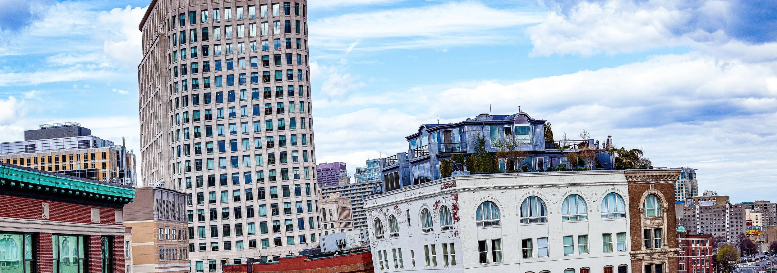 Detail crop from City Layers, emphasizing windows, rooflines, and shifting materials reveal the city's accumulated structure