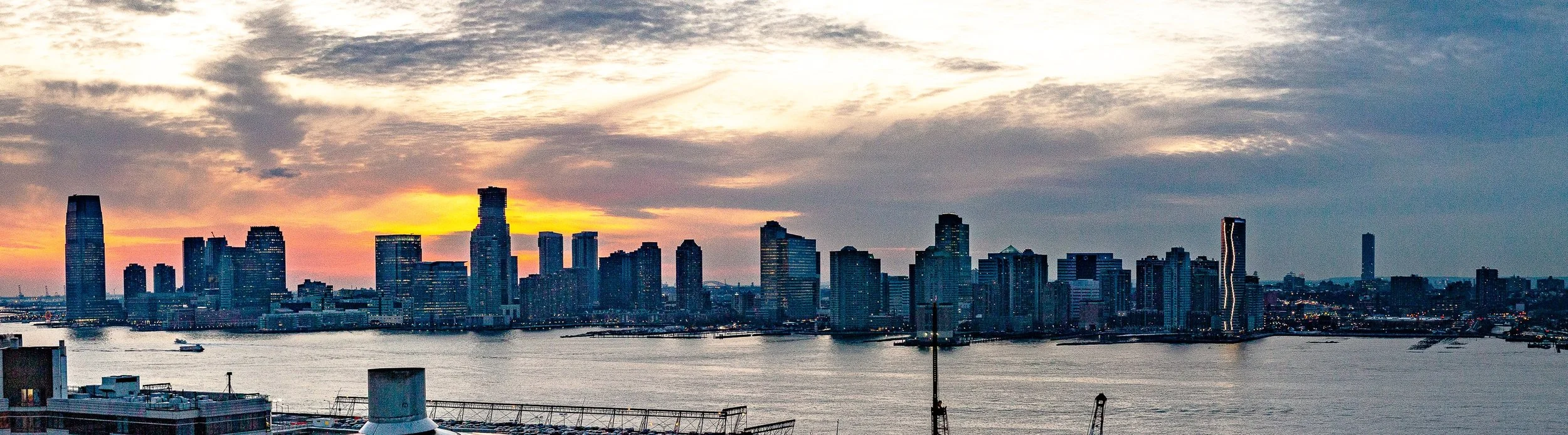 Detail crop from Skyline at Dusk, emphasizing small reflections and remaining cloud color keep the scene from becoming flat