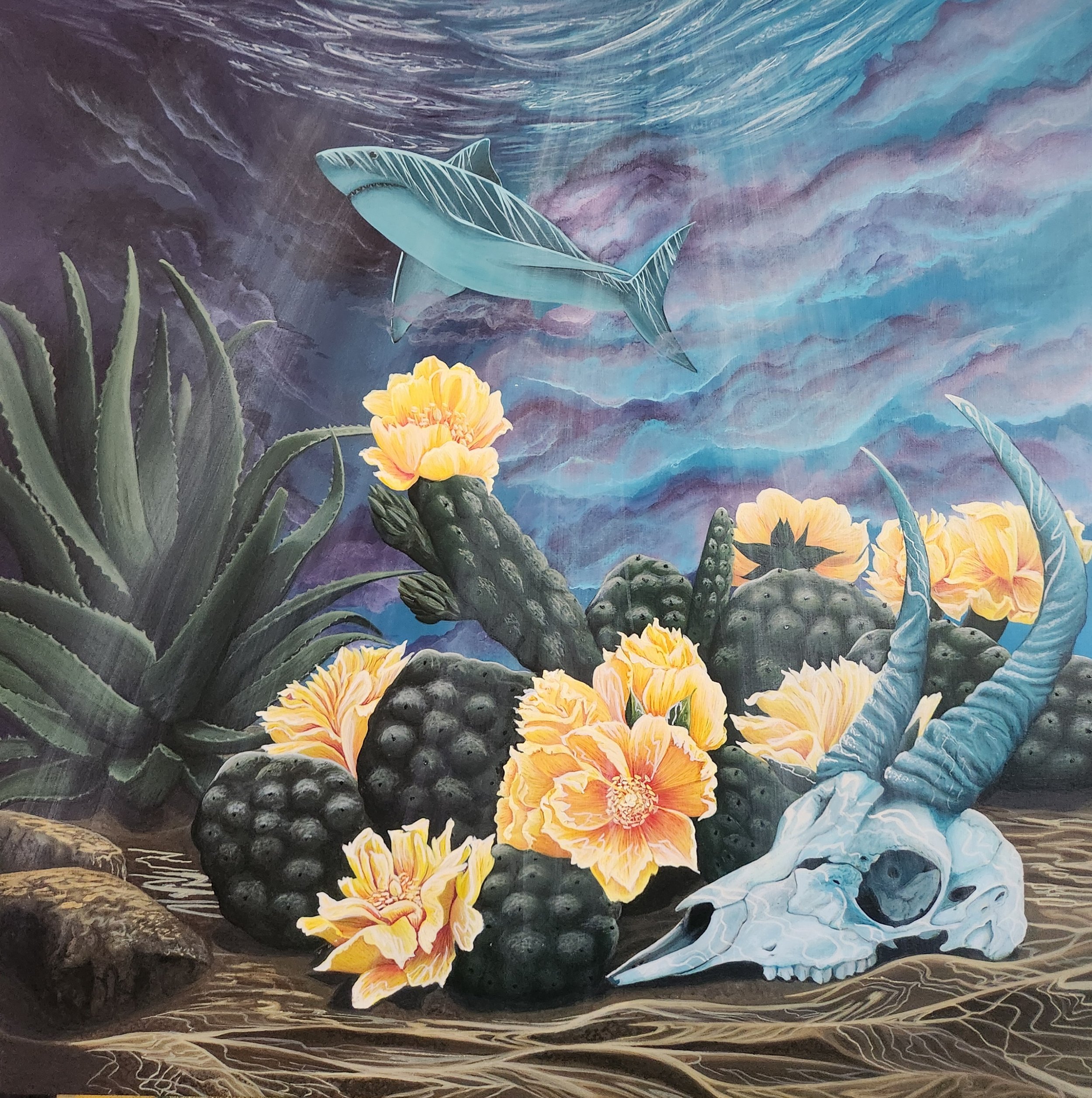 Bottom of the Desert, 2024 - 24" x 24" - Acrylic on Wood - 875.00 CAD