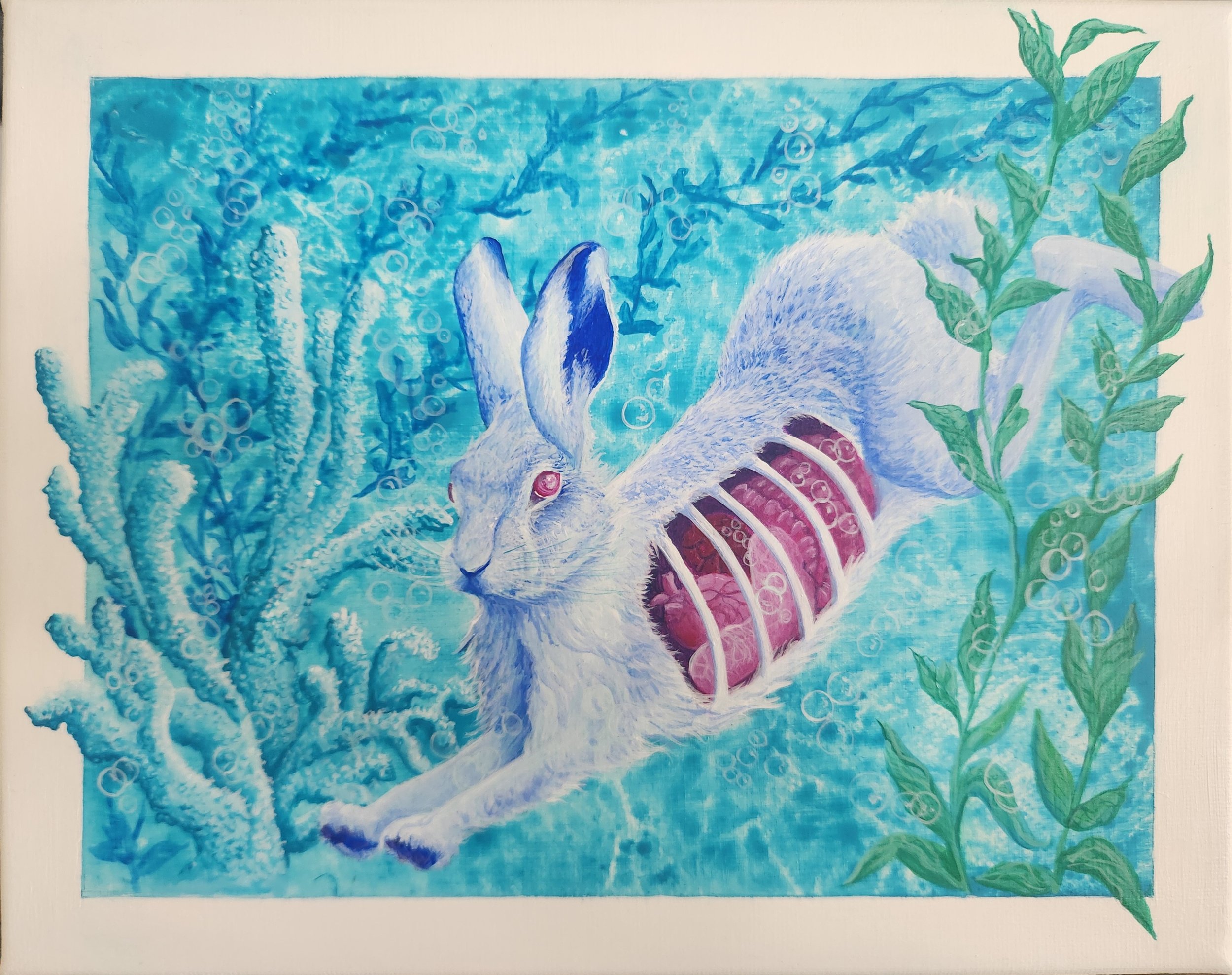 Blue Bunny , 2024 - 8" x 10" Acrylic on Canvas - 125.00 CAD