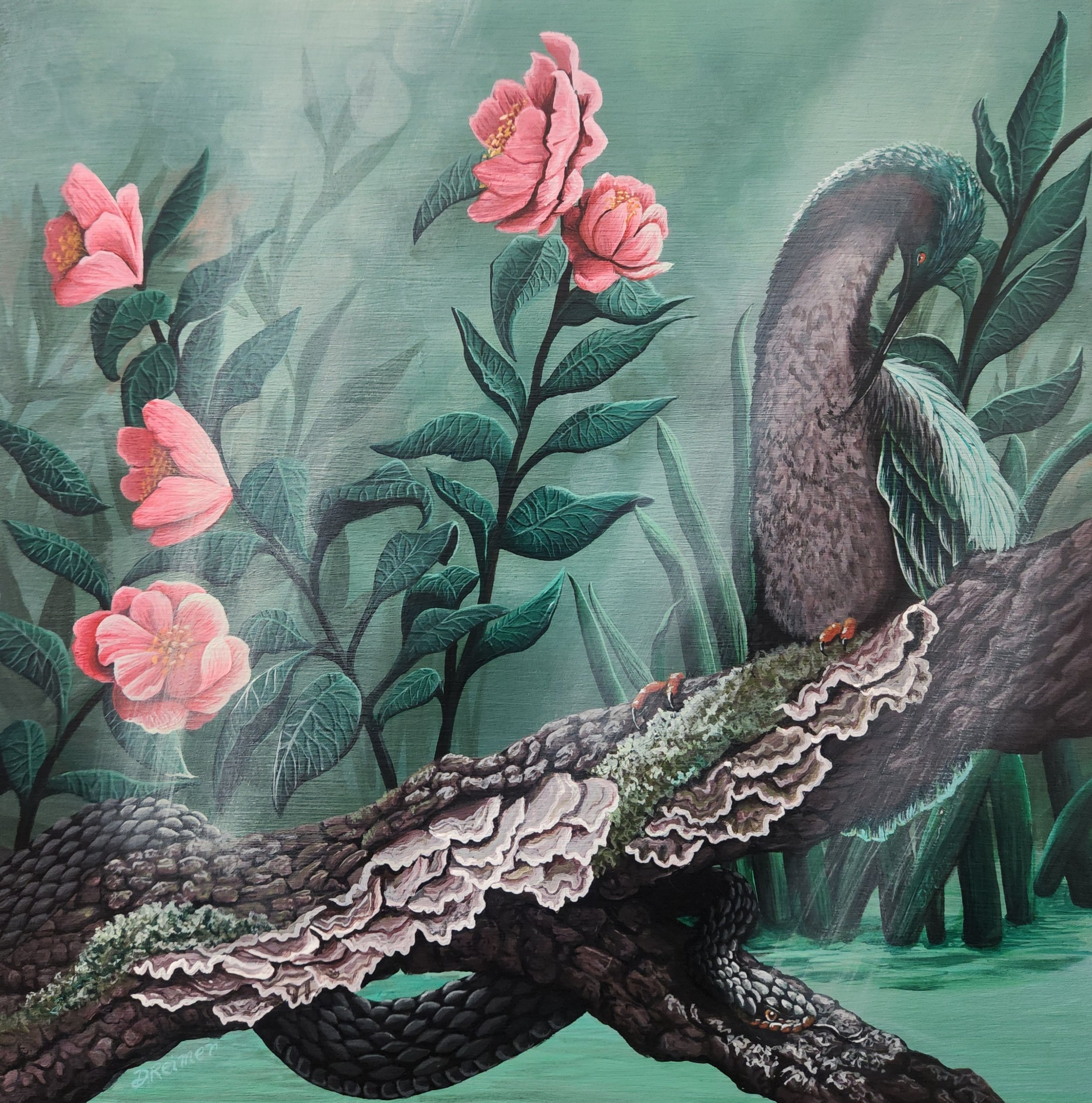 Companions, 2023 - 16" x 16", acrylic on wood