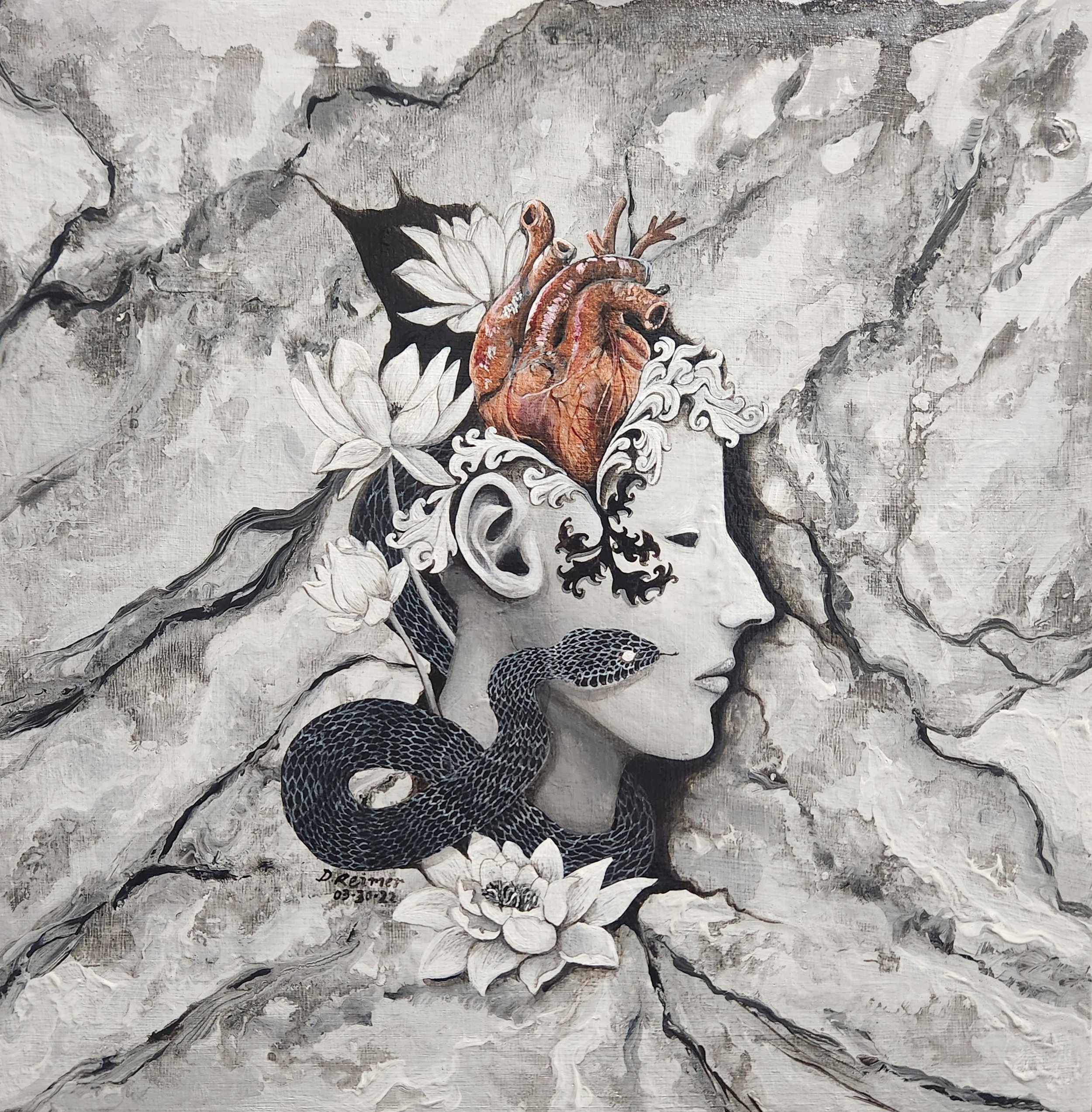 Mindful, 2022 - 14" x 14'", acrylic on wood