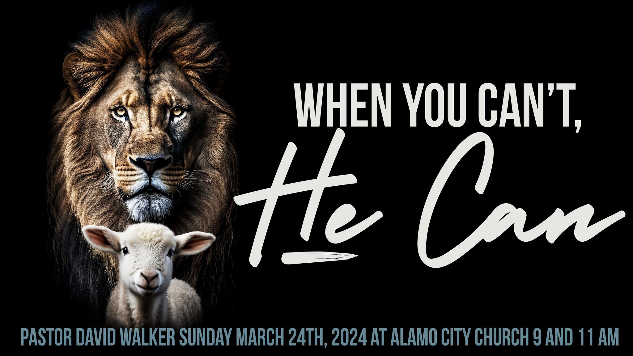 Join us TOMORROW at Alamo City!
We are thrilled to have Jillian Warman back with us to lead us into GOD'S presence tomorrow with our worship team.
Pastor Walker returns tomorrow to share a great message- &quot;When You Can't, He Can!&quot;
We have be