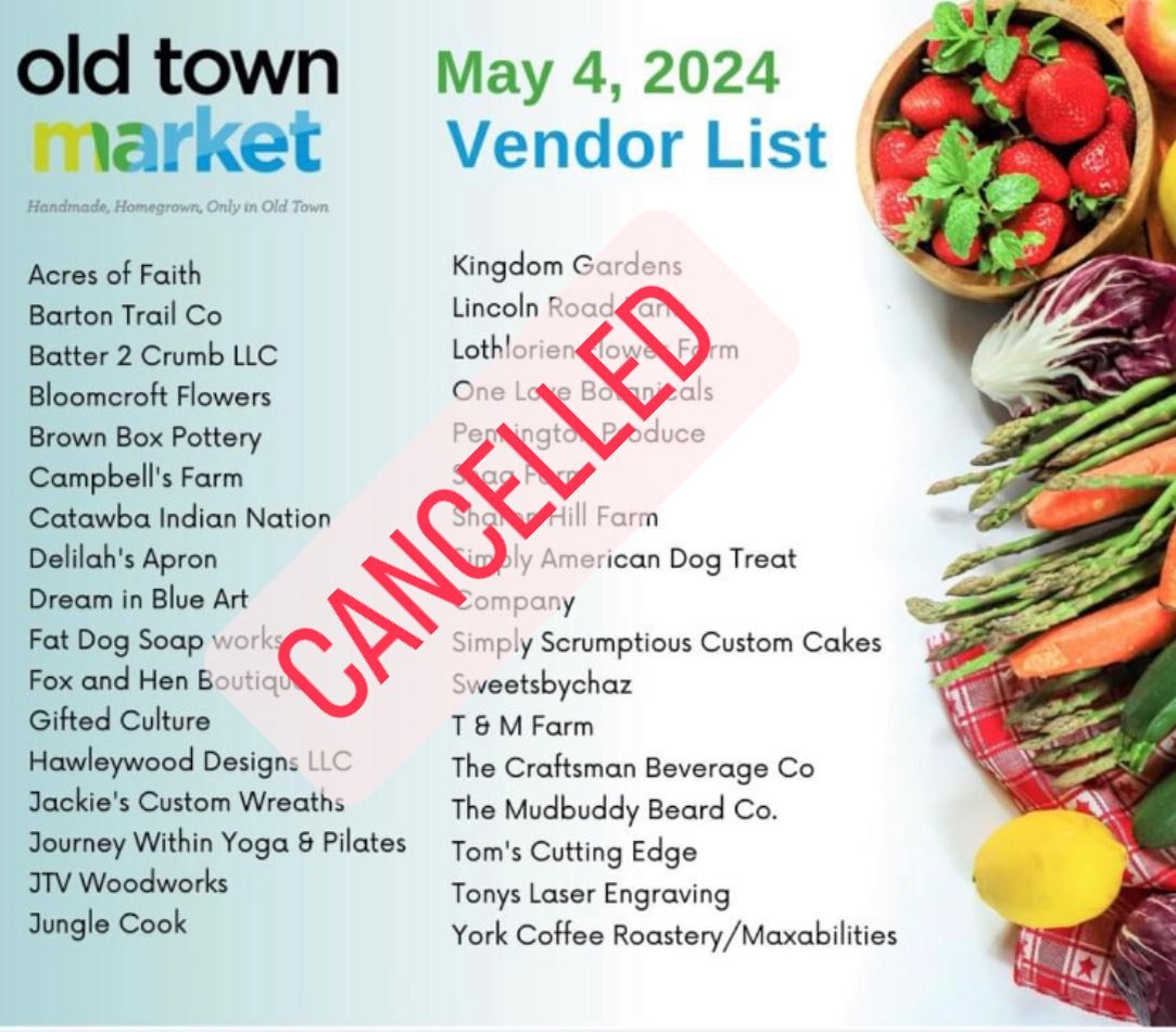 Out of an abundance of safety, Opening Day of @oldtownmarketsc is cancelled. The forecast @denver_nc_farmers_market looks much less daunting so I&rsquo;ll be there tomorrow. Amber will be @davidsonfarmersmkt Can&rsquo;t wait to see you! #ncsummer #ra