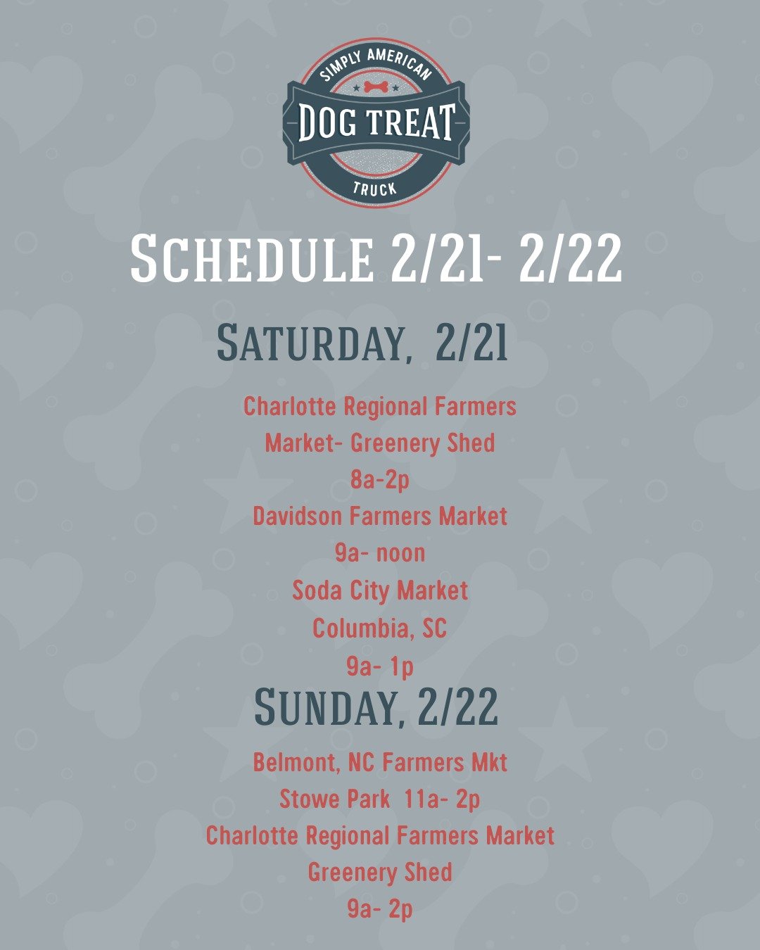 So many opportunities to fill your Treat Jar this weekend:
Saturday:
 ** Charlotte Regional Farmers Mkt.
 ** Davidson Farmers Mkt.
 ** Soda City Mkt.
Sunday:
 ** Belmont, NC Farmers Mkt.
 ** Charlotte Regional Farmers Mkt.

Can't wait to see you! (PS