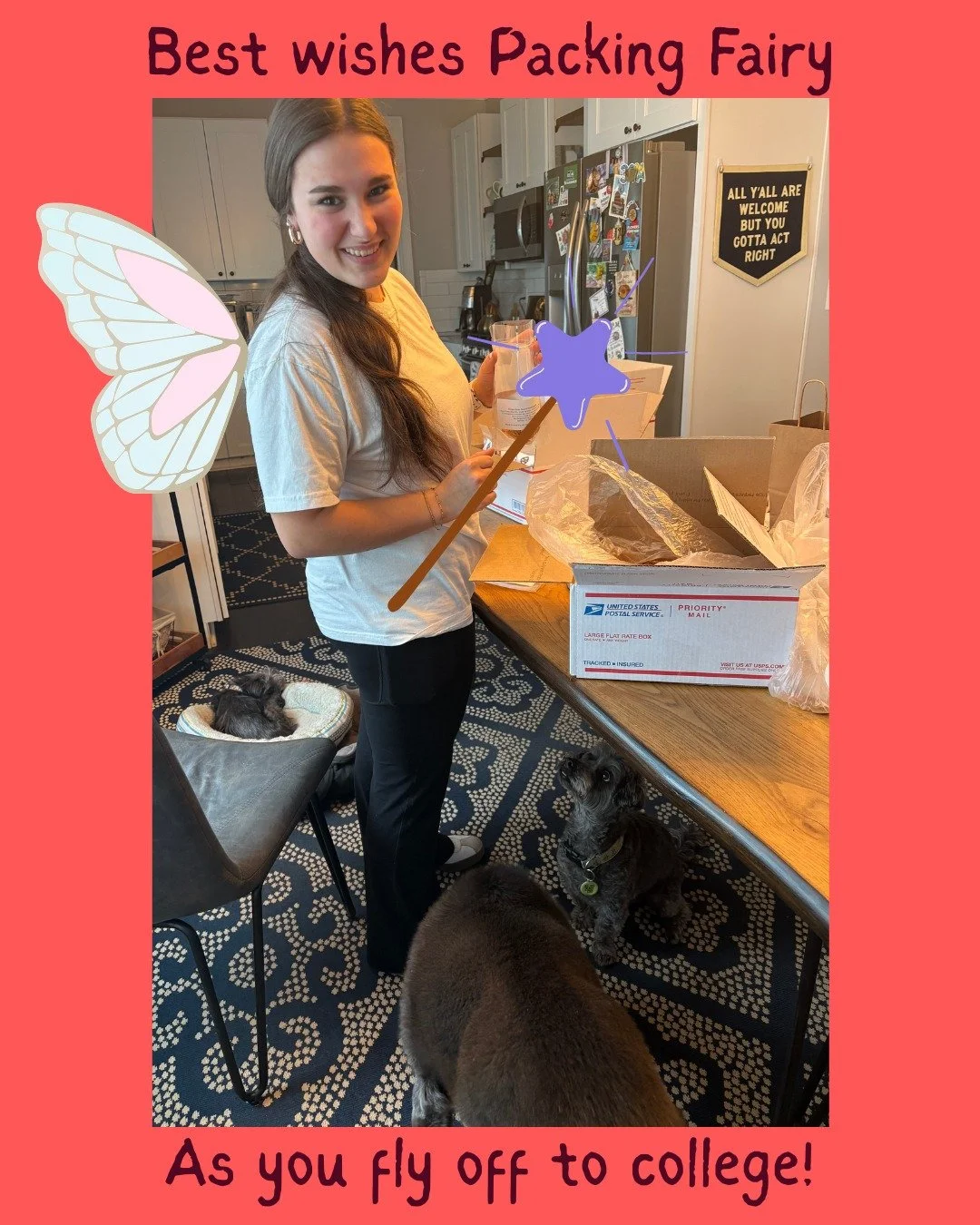 Today is A DAY! We wish our Packing Fairy, Alyce, a fantastic summer and next chapter at Western Carolina. You created big shoes to fill with your fairy wings, magic wand and sense of humor. We will miss you! #packingfairy #teamworkmakesthedreamwork