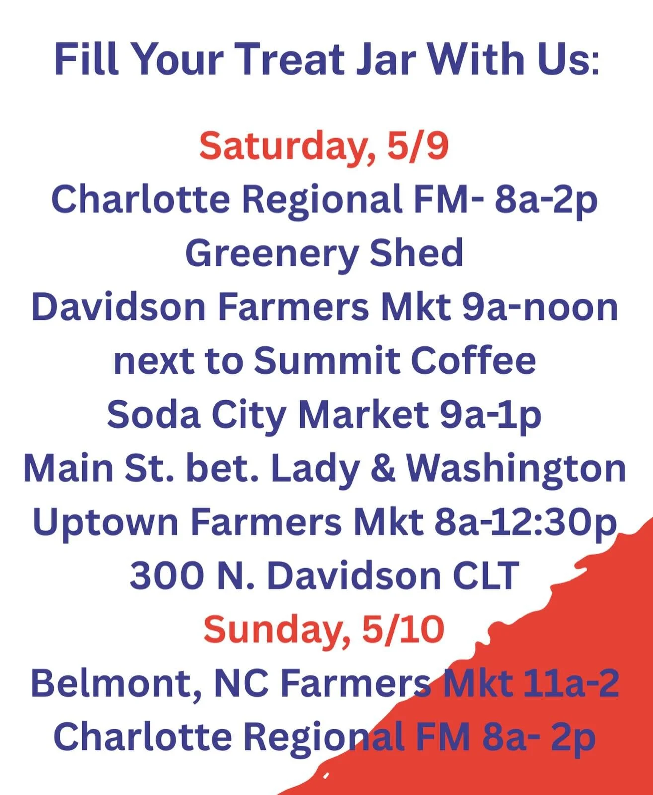 Fill Your Treat Jar this weekend.. #dogmom #singleingredientdogtreats 

@ballantynefarmersmarket we will miss you this month. See you in June!

Saturday, May 9:
🐶 Charlotte Regional Farmers Market- Greenery Shed
🐶 Davidson Farmers Market- next to S