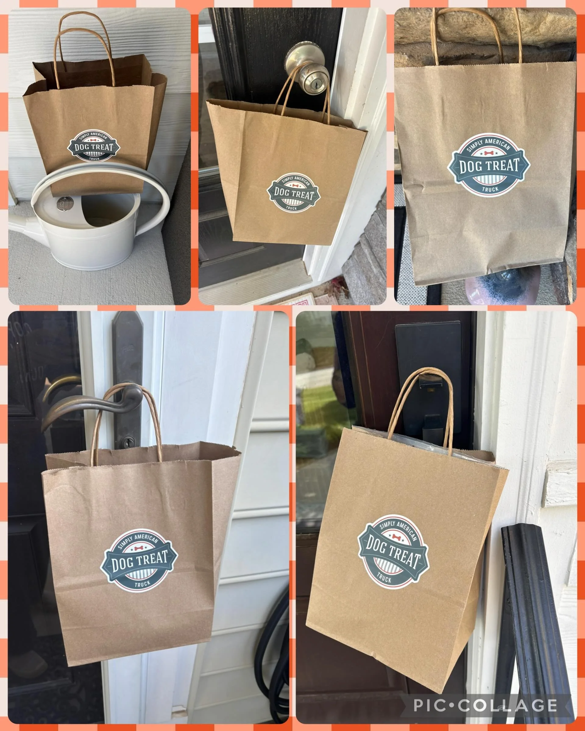 May front porch deliveries with text confirmation. Easy breezy. Order from the website, use FREEDELIVERY at checkout, click Submit Order and voila! Your dogs&rsquo; Treat Jar will be full.