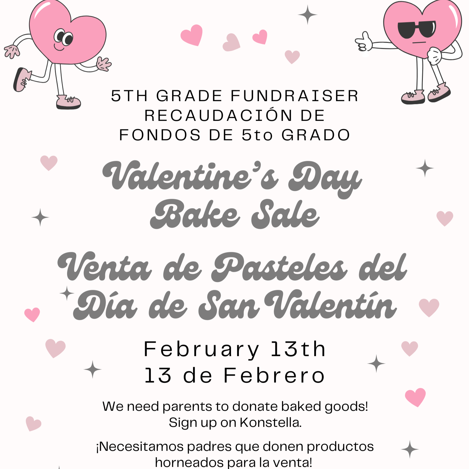 Valentine’s Day Bake Sale / Venta de Pasteles del Día de San Valentín