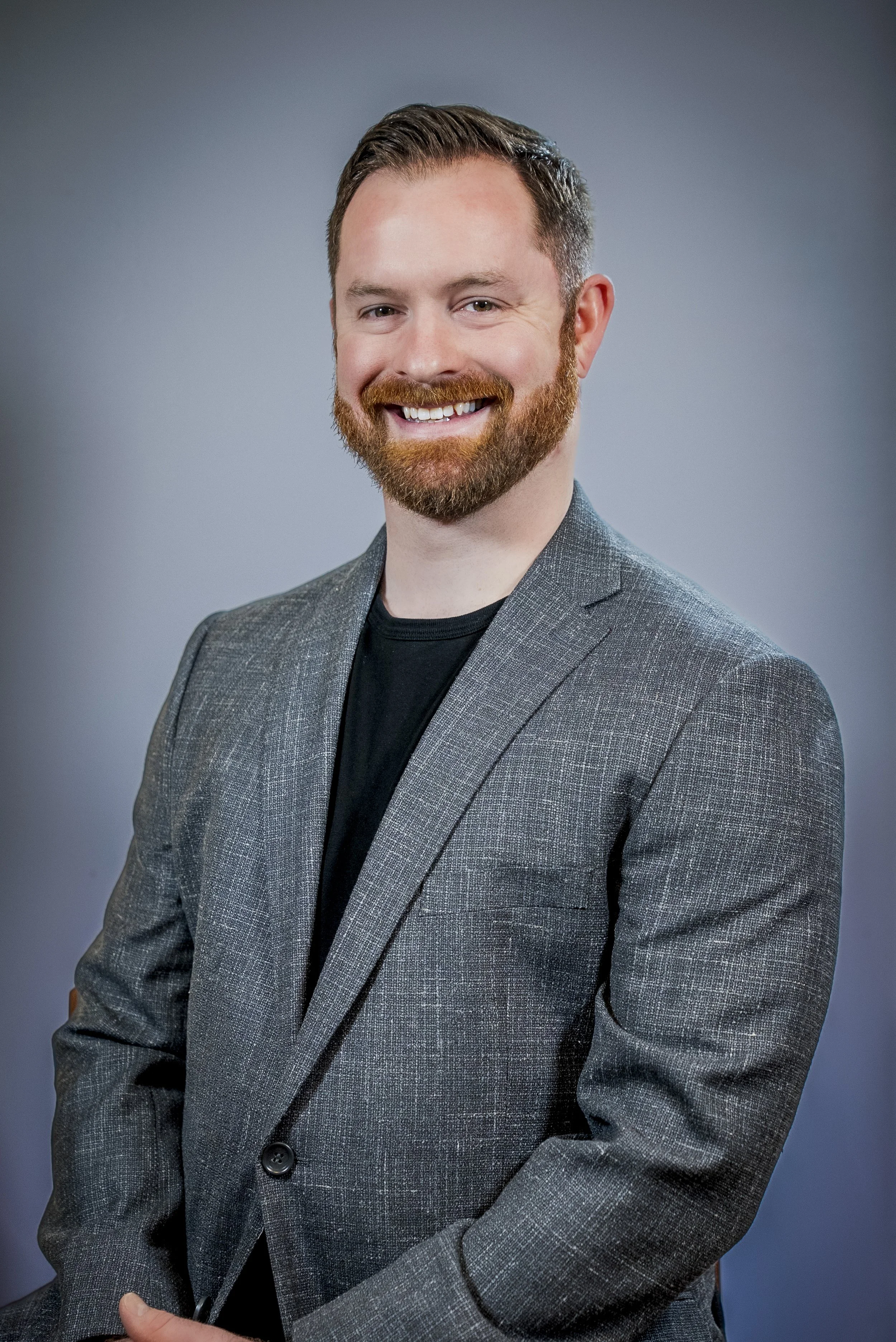 A professional headshot from an at-home photo session