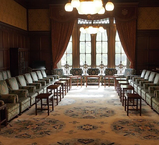 State Ministers’ Room inside Japan’s National Diet Building in Tokyo, where government leaders meet