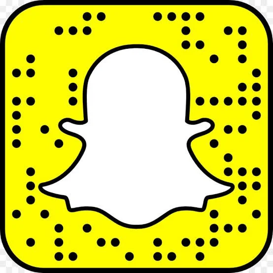A Snapchat QR code with a yellow background and black dots surrounding a white ghost-shaped outline in the center.