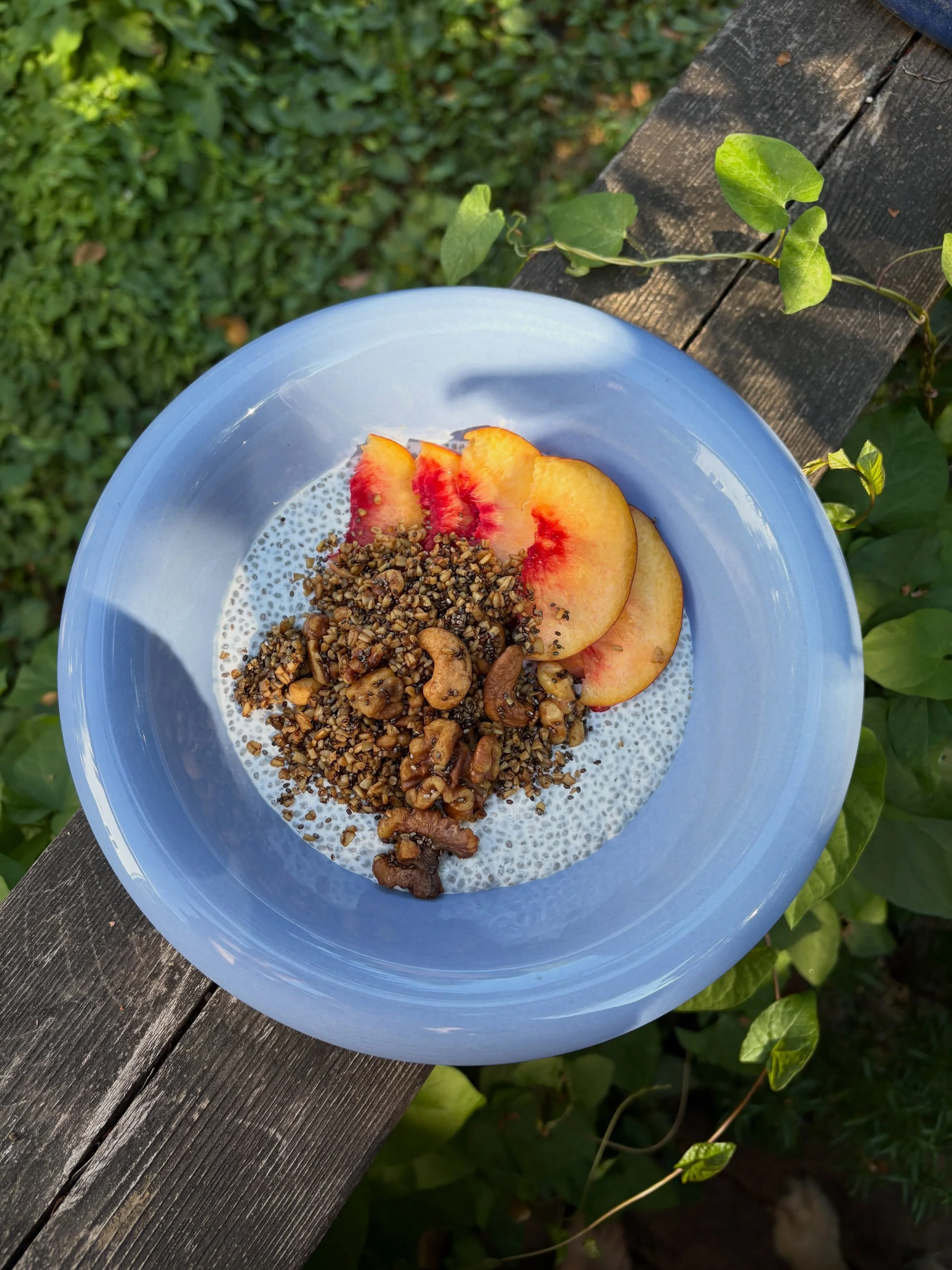 The most special peaches from @peachwood_orchard 
with coconut chia pudding and my Health Gravel &trade;️ 

How lucky are we to live in Oregon? Support local farms and treat yourself to all the amazing gorgeous produce. Going to @portlandfarmers is t