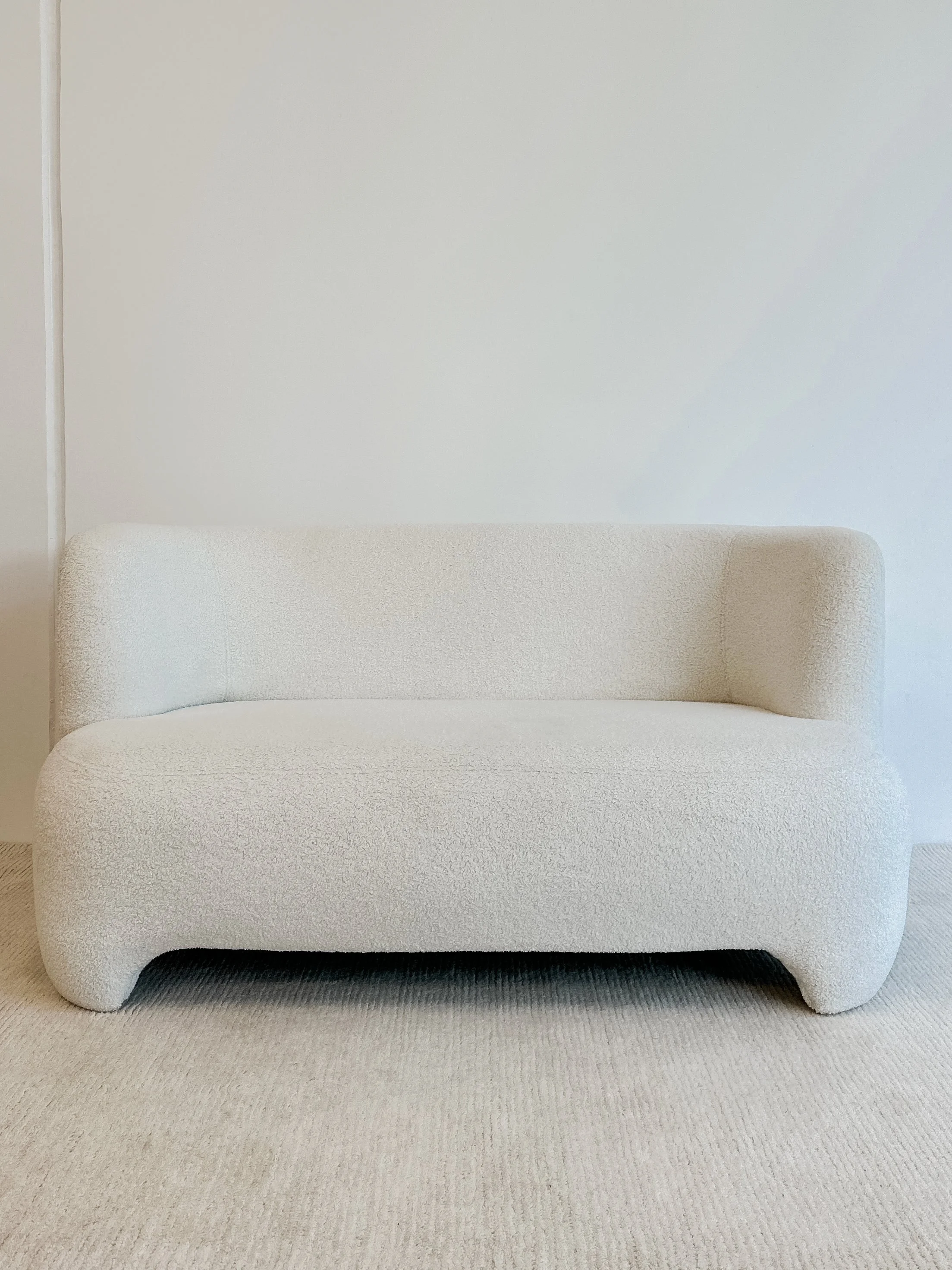 White Boucle 3 seat sofa 
