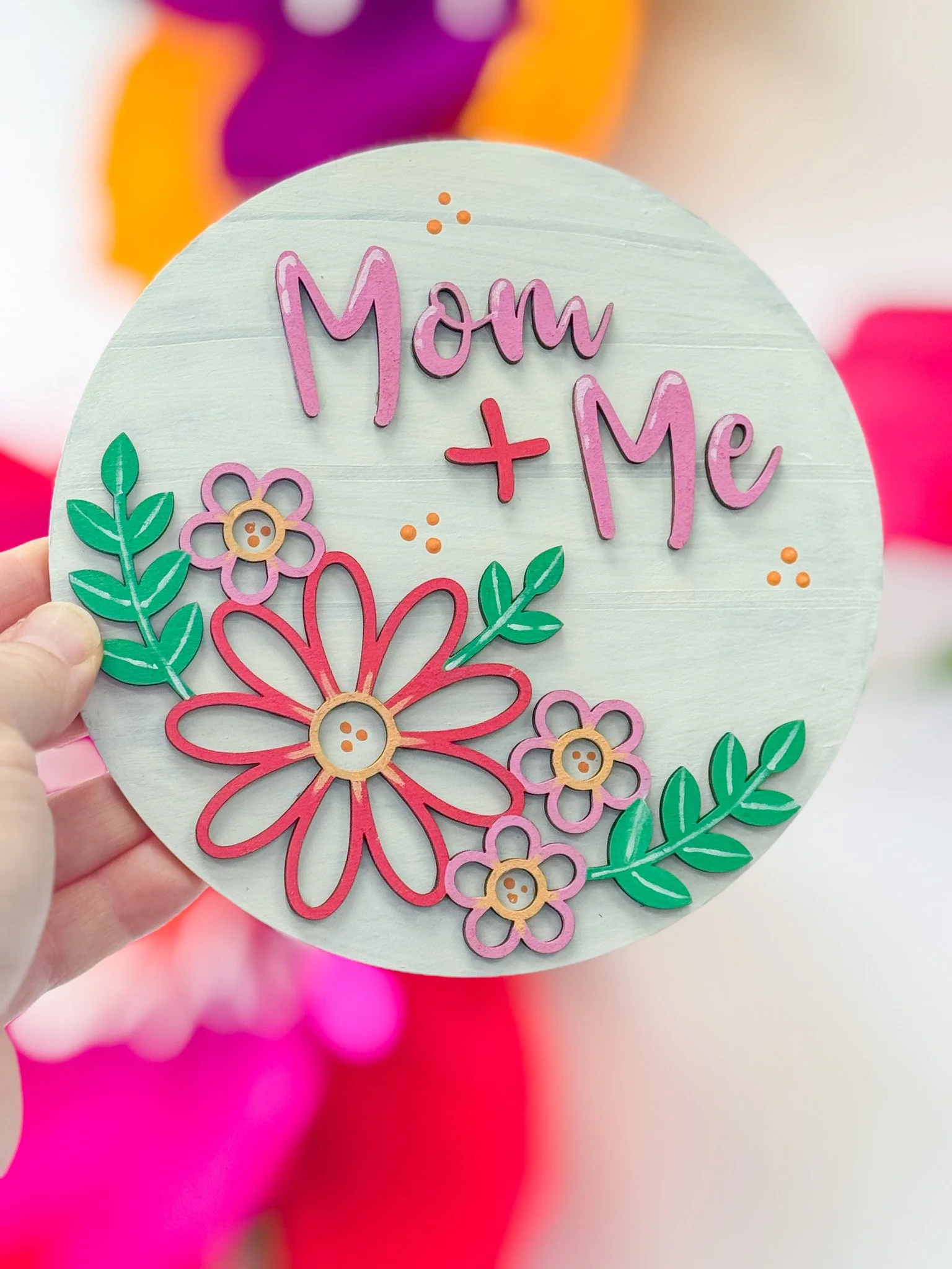 Mom + Me | 10" Wood Sign Painting