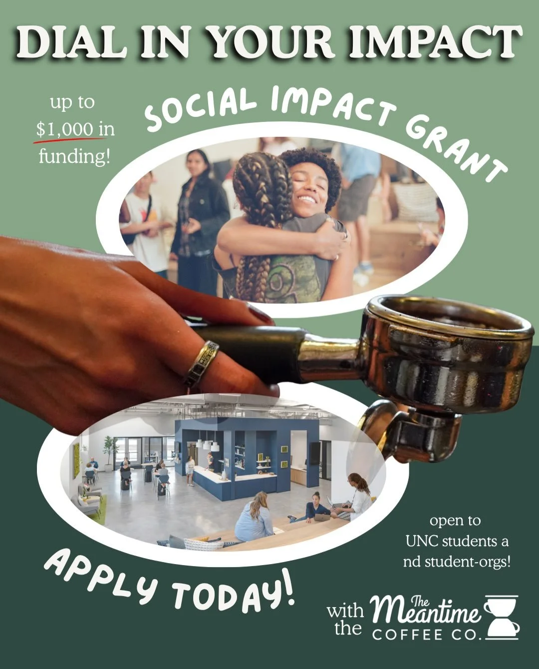 APPLY TODAY!
We are accepting applications for our social impact grant for up to $1,000 for a project making positive impact in our community. Only UNC students and student groups are eligible to apply!

check our bio and website for more info and th