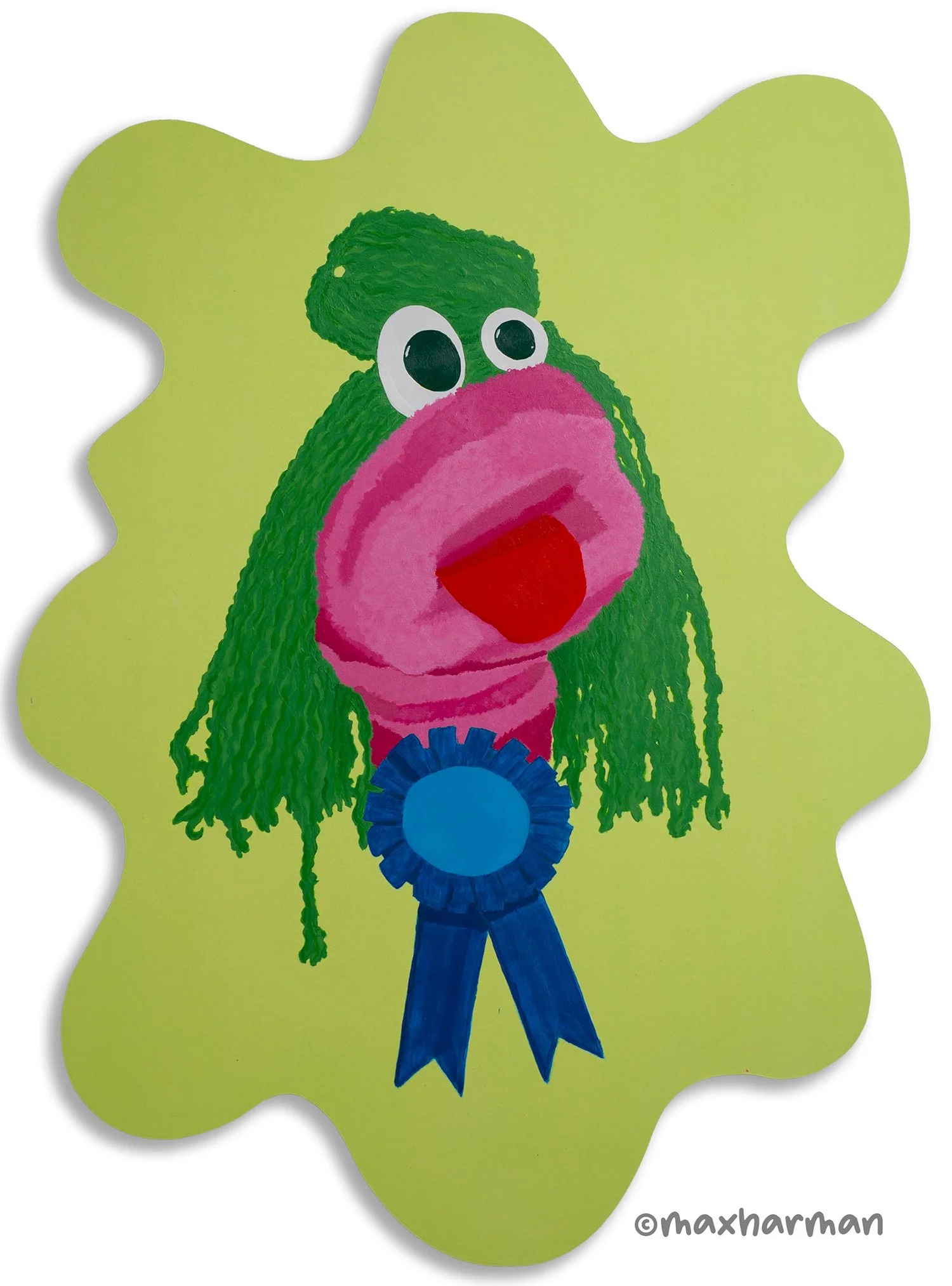 Portrait Sock Puppet #5, Acrylic paint, block mounted 68.5x50cm