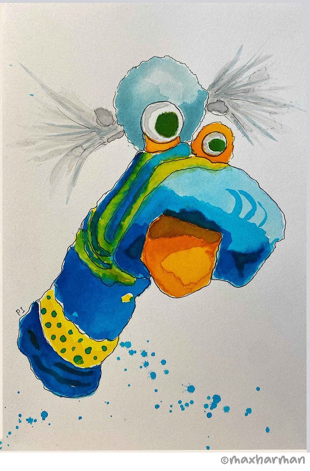 'Peck' - Watercolour study P1, 21x14.8 cm
