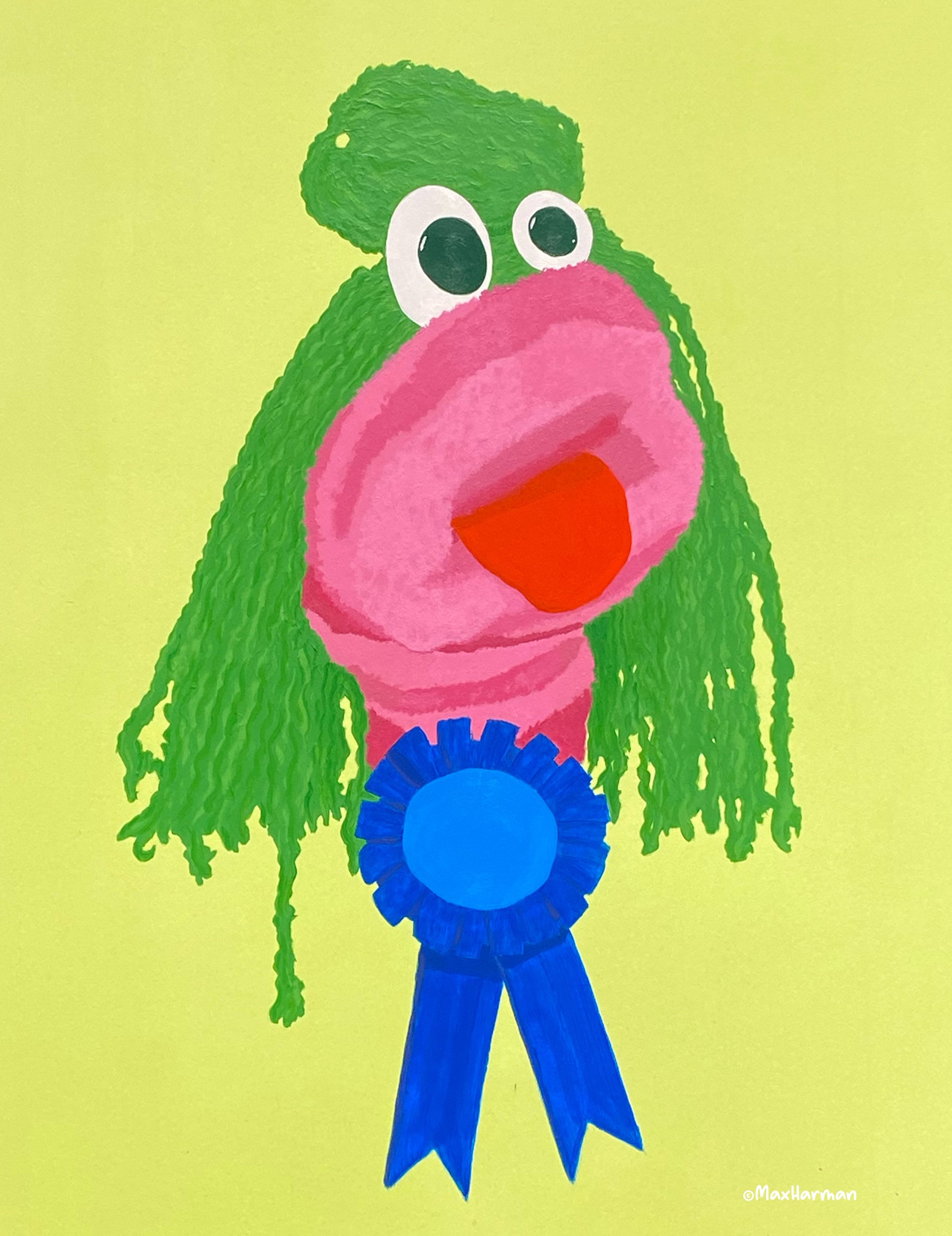 Sock Puppet #5, Acrylic on watercolour paper, block mounted 68x50cm