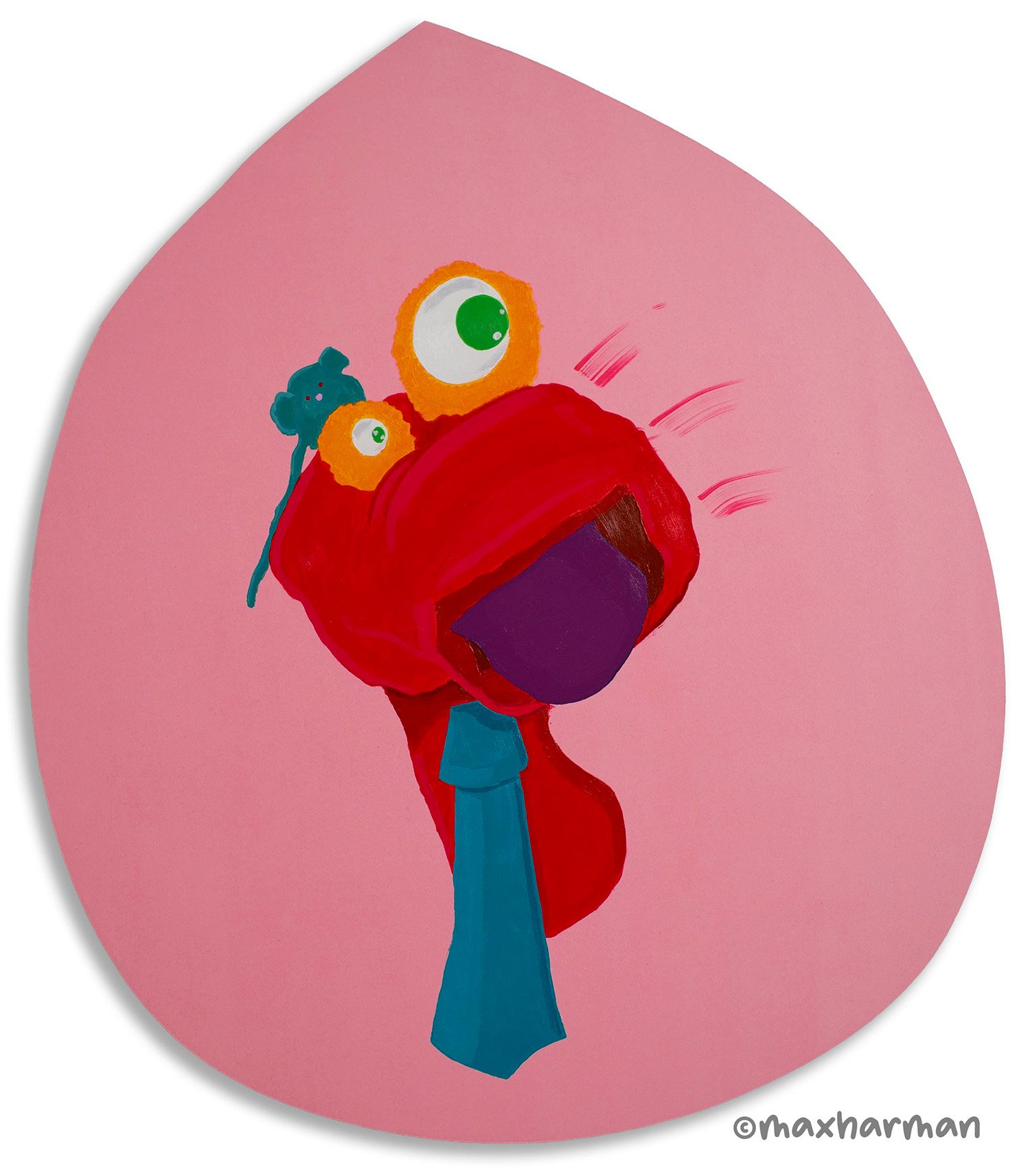 Portrait Sock Puppet #7, Acrylic paint, block mounted 56x48.5cm