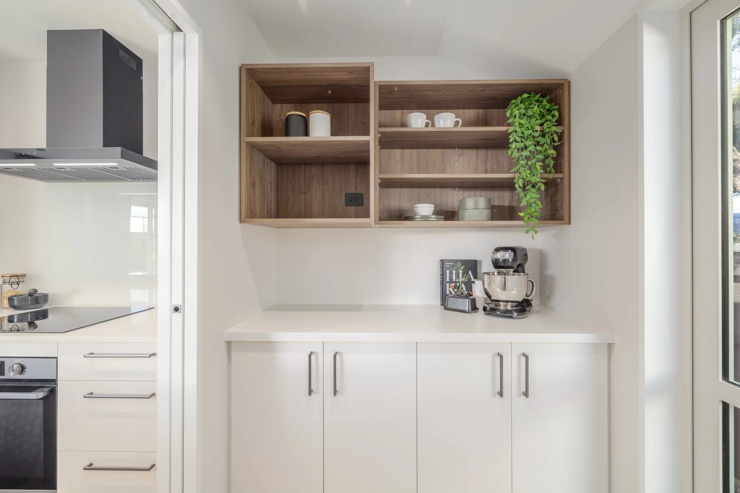 Coffee making space within kitchen, espresso machine, butlers kitchen/laundry